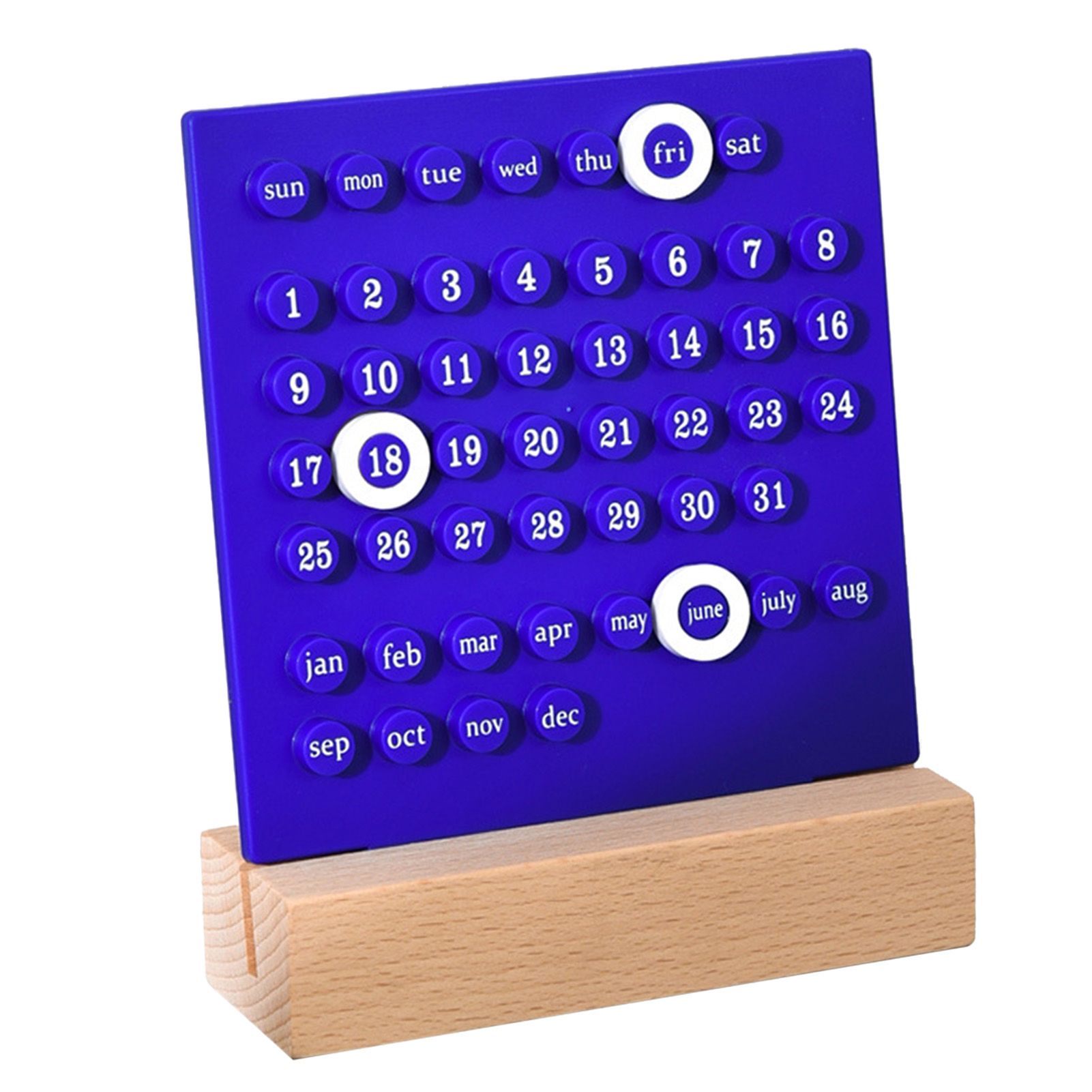 Wooden Kids Calendar DIY Hand Operated Develop Planning Skills Perpetual Calendar for Home Blue - Image 3
