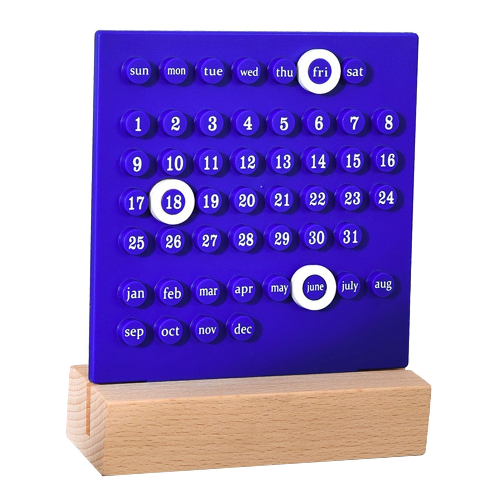Wooden Kids Calendar DIY Hand Operated Develop Planning Skills Perpetual Calendar for Home Blue - Image 4