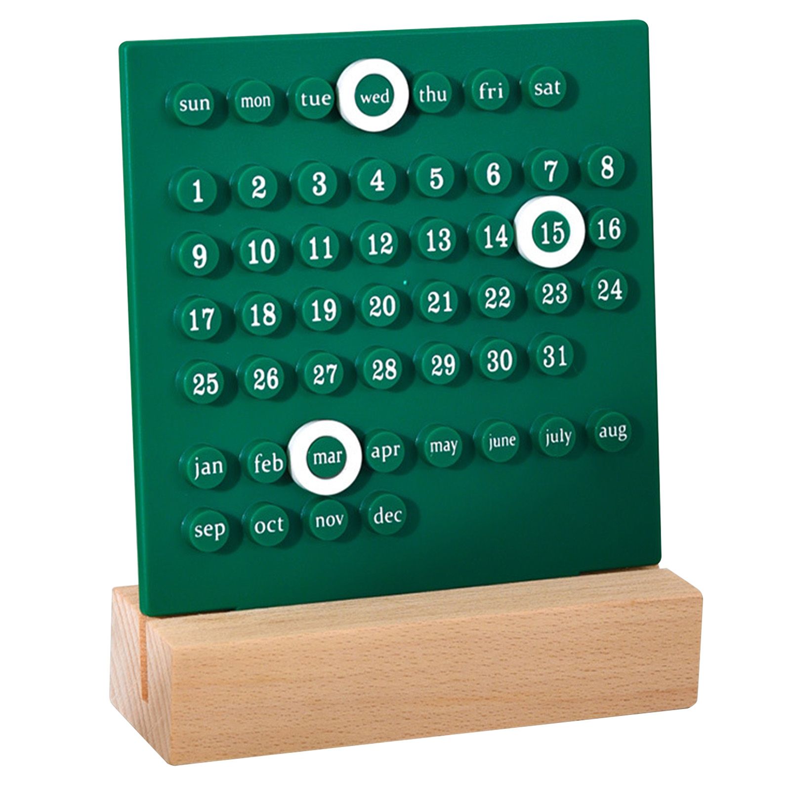 Wooden Kids Calendar DIY Hand Operated Develop Planning Skills Perpetual Calendar for Home Green - Image 1