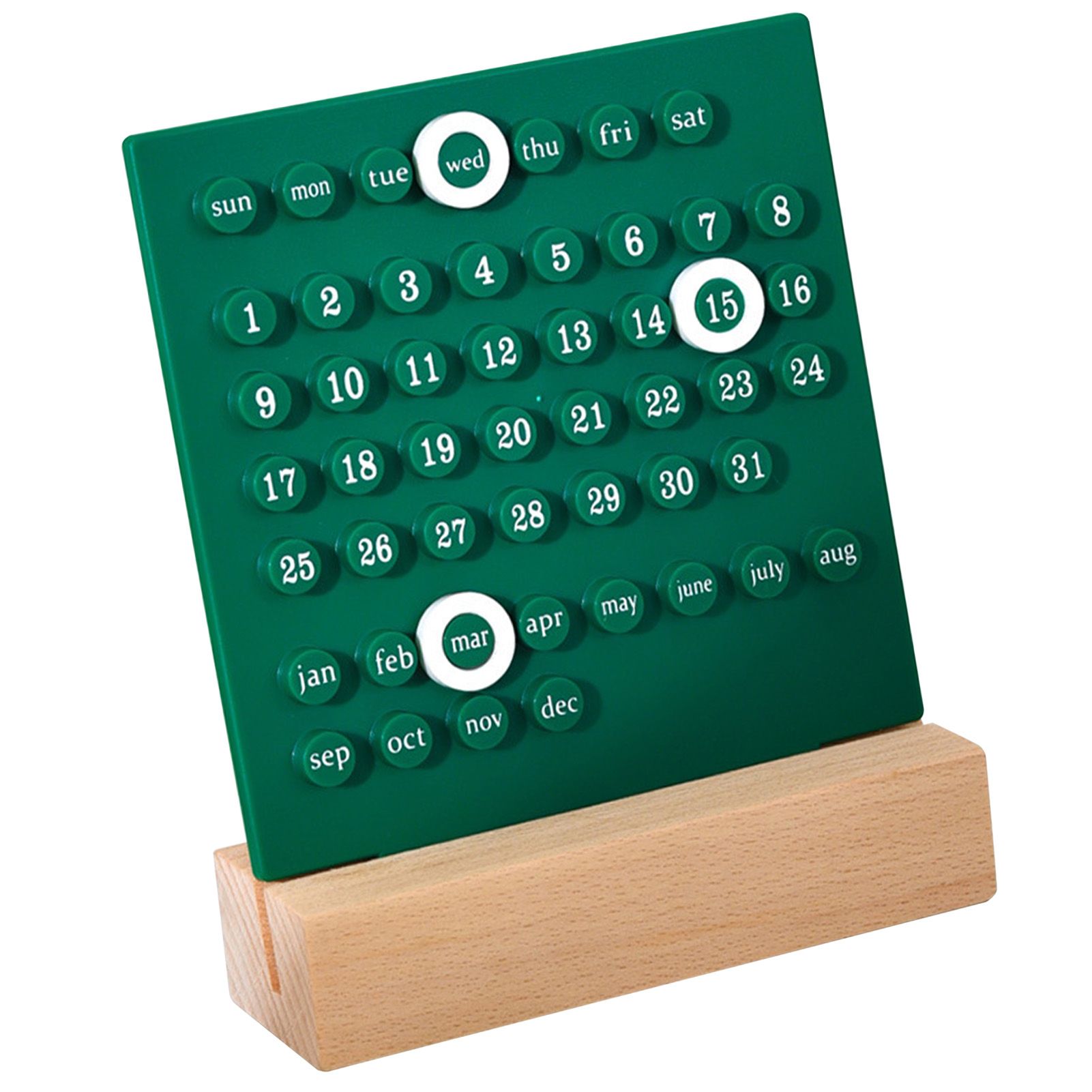 Wooden Kids Calendar DIY Hand Operated Develop Planning Skills Perpetual Calendar for Home Green - Image 2