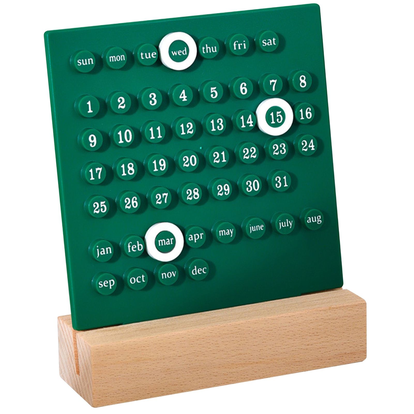 Wooden Kids Calendar DIY Hand Operated Develop Planning Skills Perpetual Calendar for Home Green - Image 3