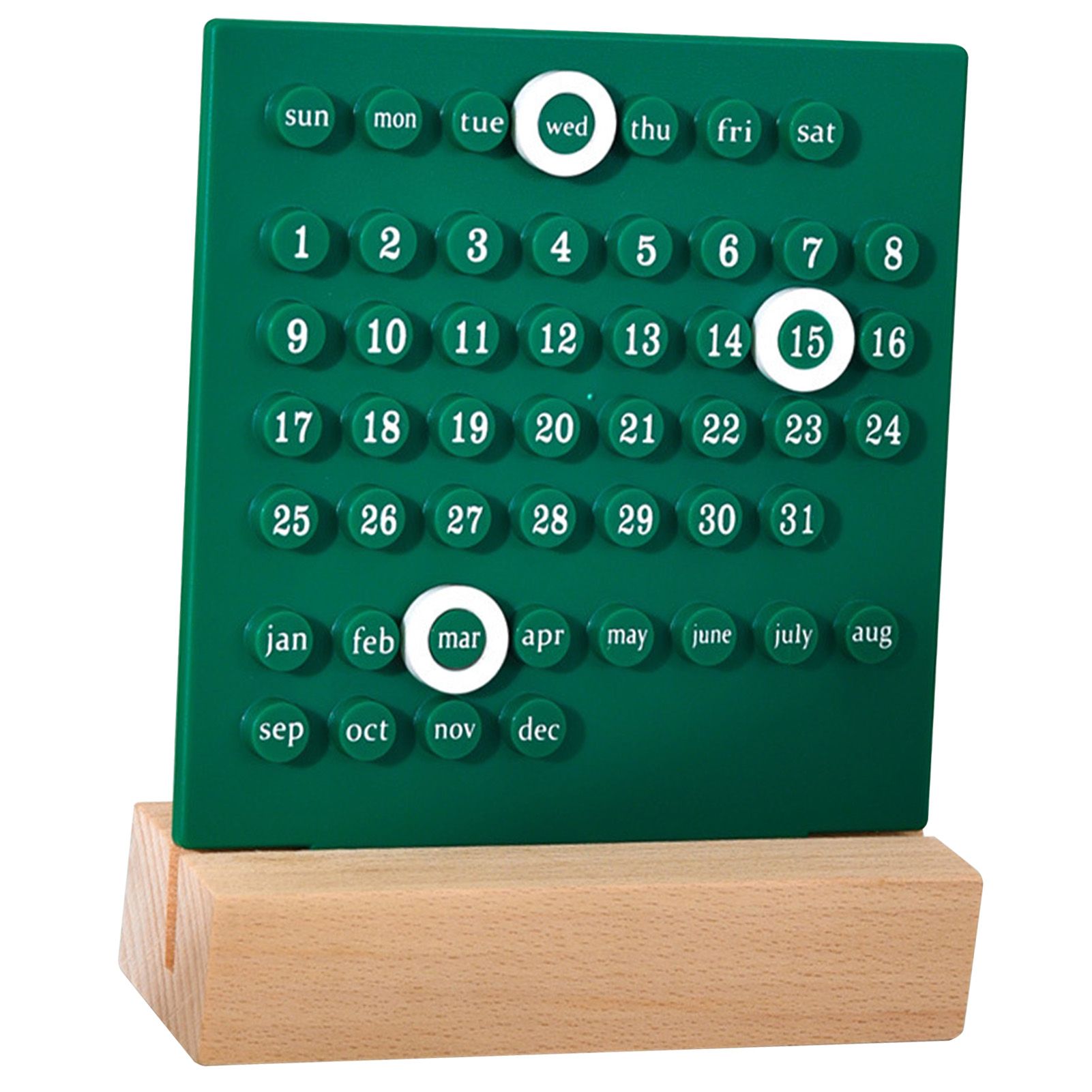 Wooden Kids Calendar DIY Hand Operated Develop Planning Skills Perpetual Calendar for Home Green - Image 4