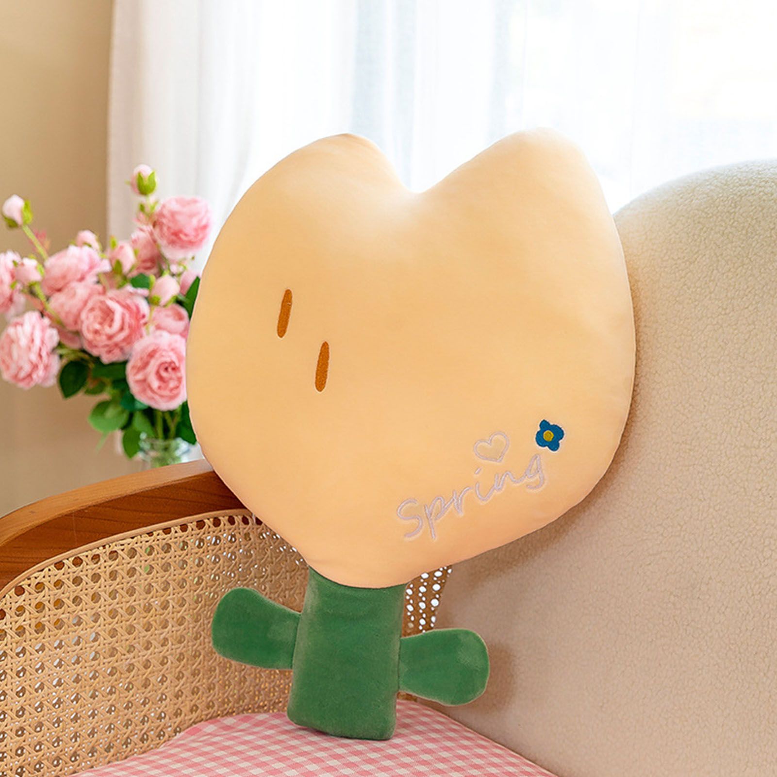 Flower Pillow Simulation Cute Cartoon Animation Flower Doll Sleeping Pillow Plush Toys Yellow L - Image 6