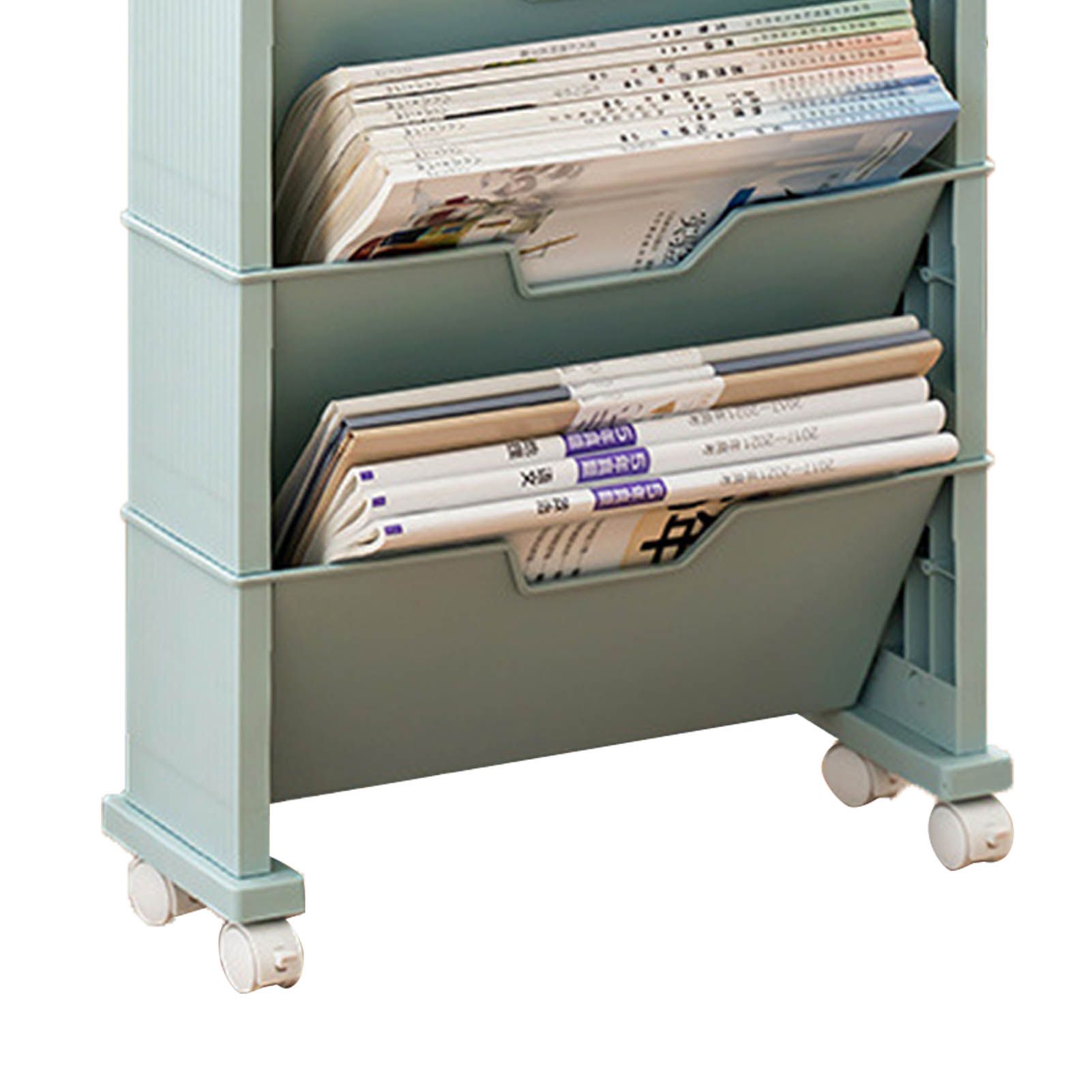 Classroom Bookshelf Multilayer with Universal Wheel Book Storage Shelving for Living Room - Image 7