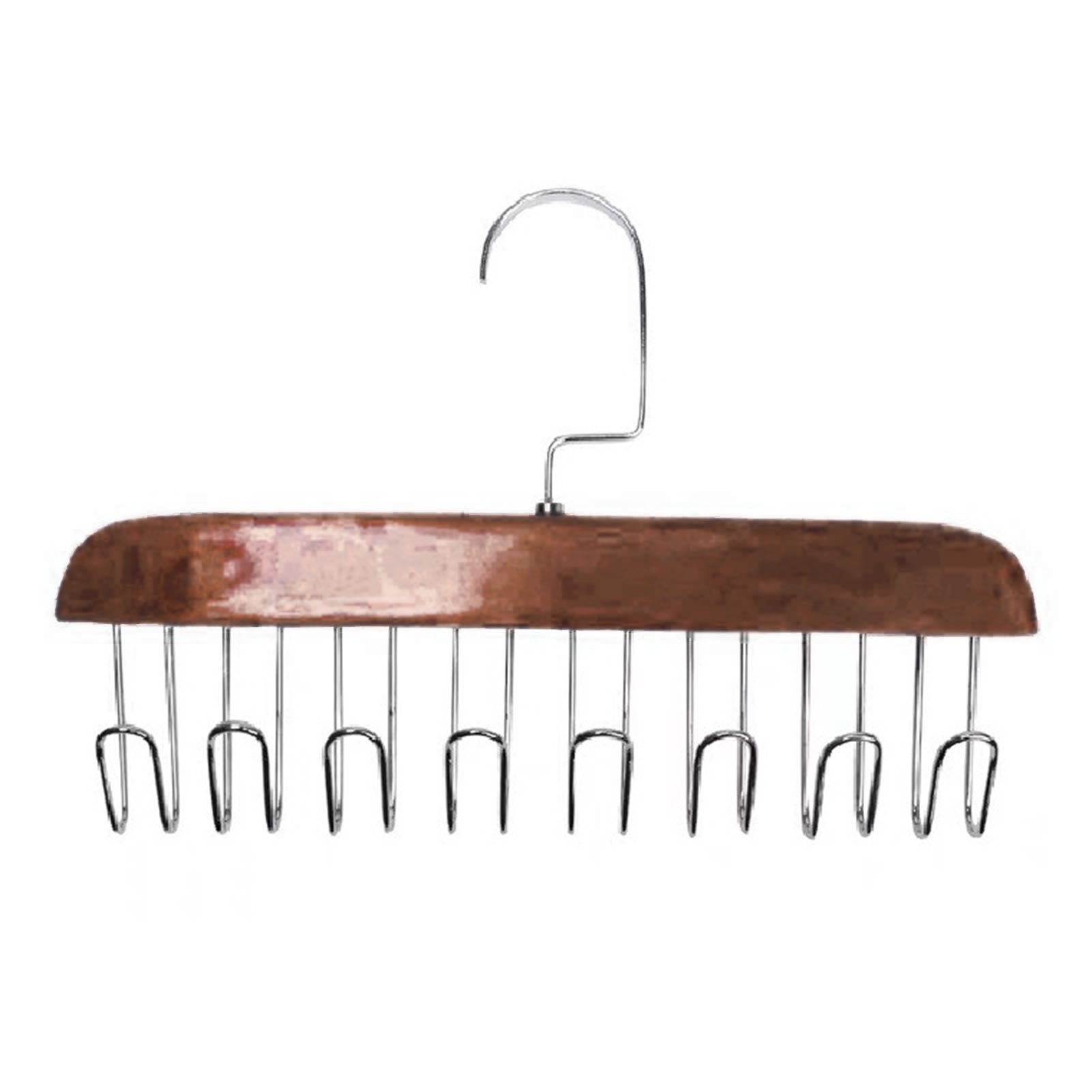 Multifunctional Hanger Punch Free with 8 Hooks Wood and Stainless Steel Cap Holder for Student Dormitory Dark Brown - Image 1