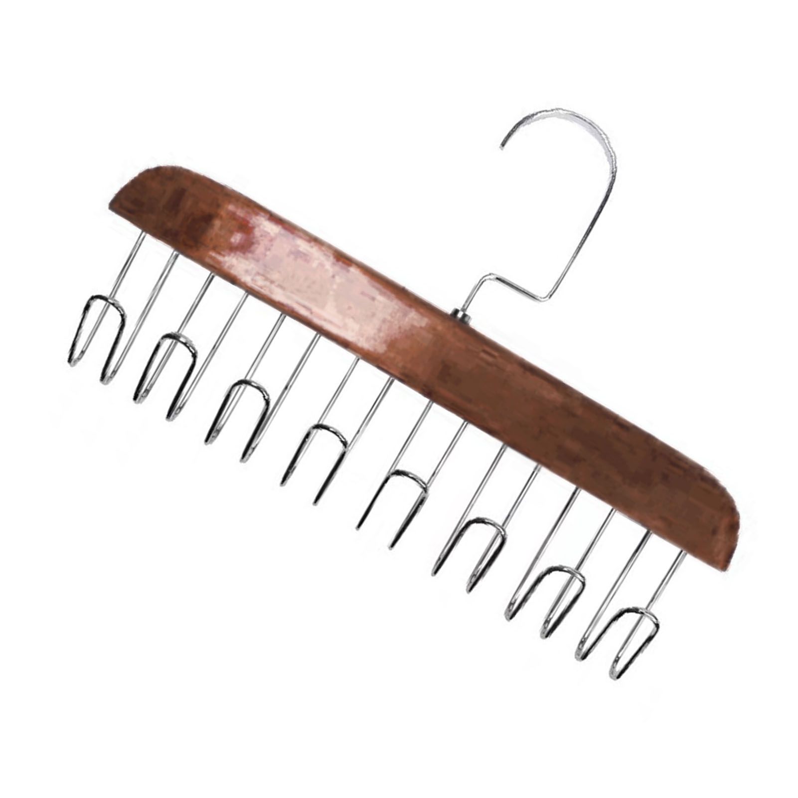 Multifunctional Hanger Punch Free with 8 Hooks Wood and Stainless Steel Cap Holder for Student Dormitory Dark Brown - Image 2