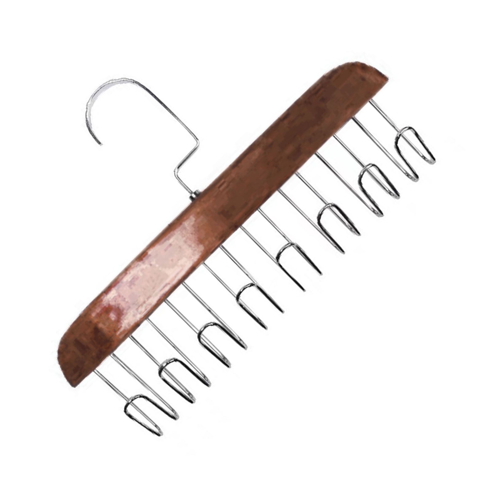 Multifunctional Hanger Punch Free with 8 Hooks Wood and Stainless Steel Cap Holder for Student Dormitory Dark Brown - Image 4