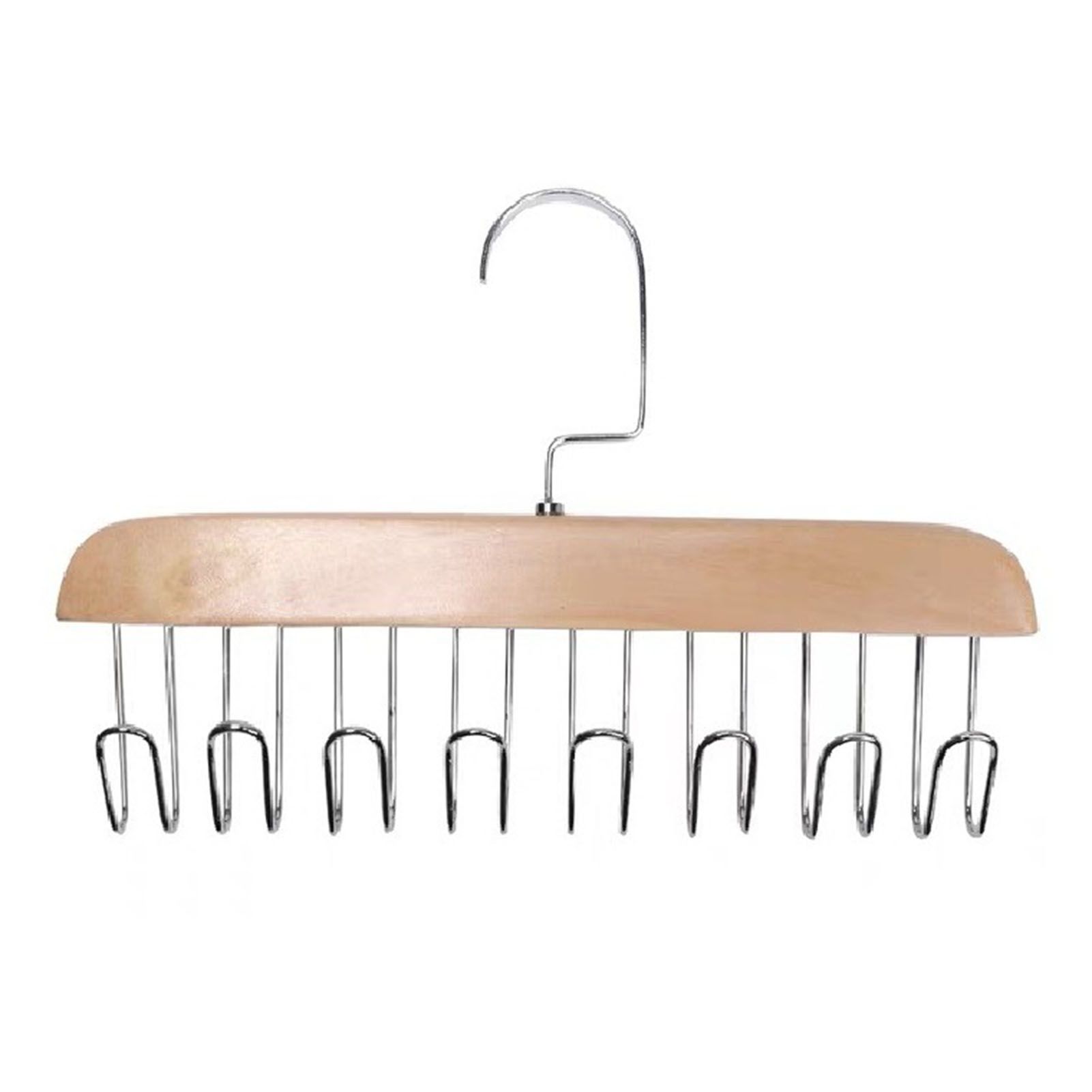 Multifunctional Hanger Punch Free with 8 Hooks Wood and Stainless Steel Cap Holder for Student Dormitory Khaki - Image 1
