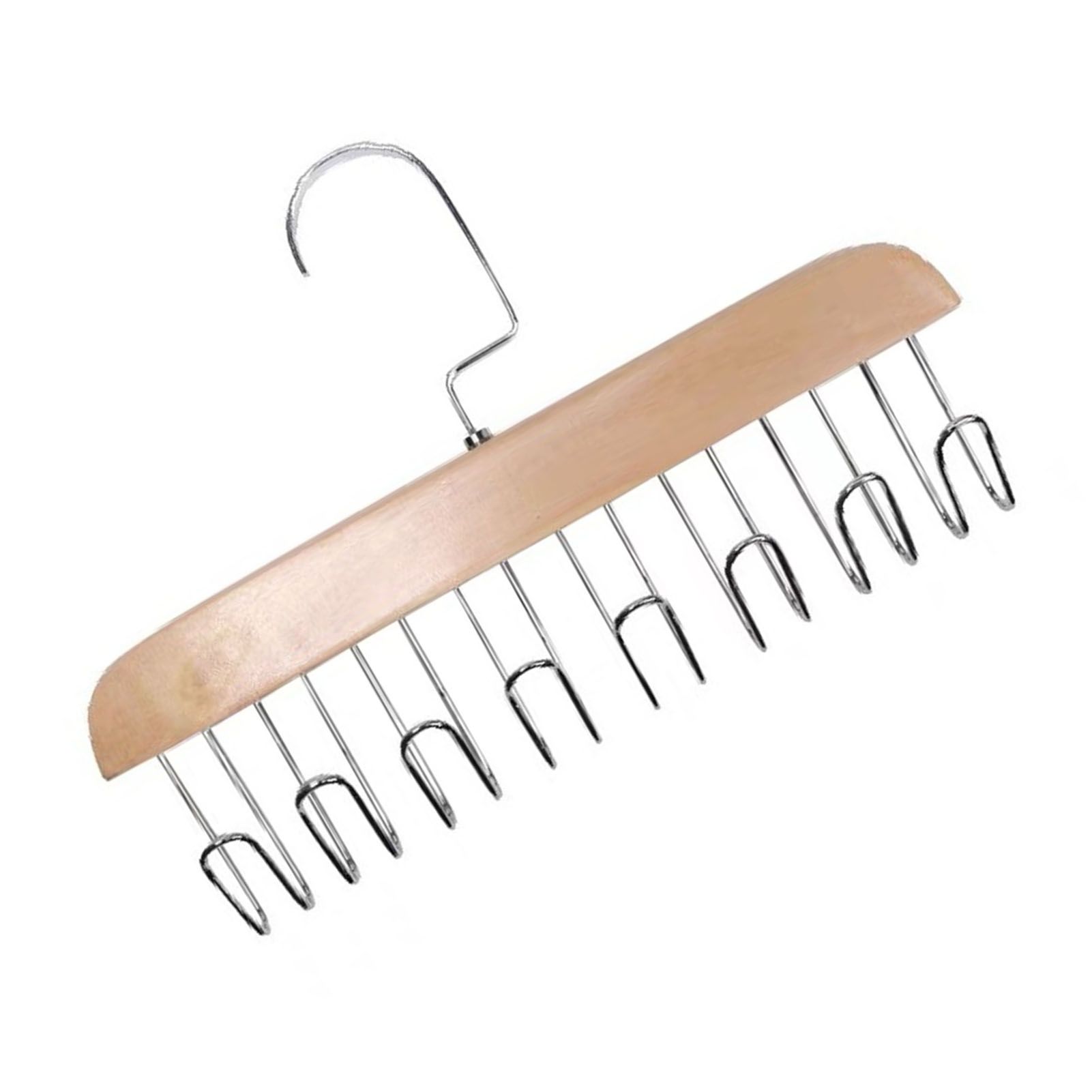 Multifunctional Hanger Punch Free with 8 Hooks Wood and Stainless Steel Cap Holder for Student Dormitory Khaki - Image 4