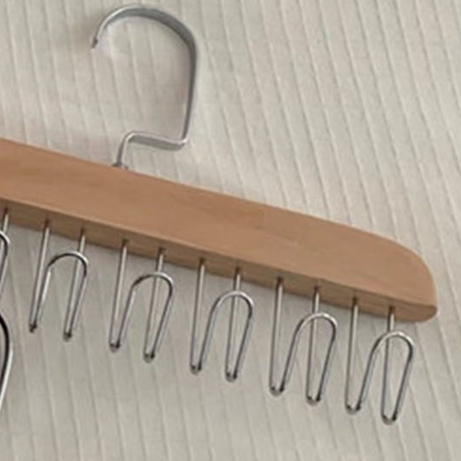 Multifunctional Hanger Punch Free with 8 Hooks Wood and Stainless Steel Cap Holder for Student Dormitory Khaki - Image 8