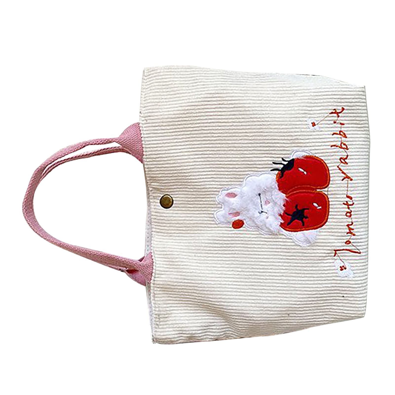 Cute Handbag Snap Button Closure Thickened Cute Pattern Fashionable Small Tote Bag for Shopping Commuting Strawberry - Image 2