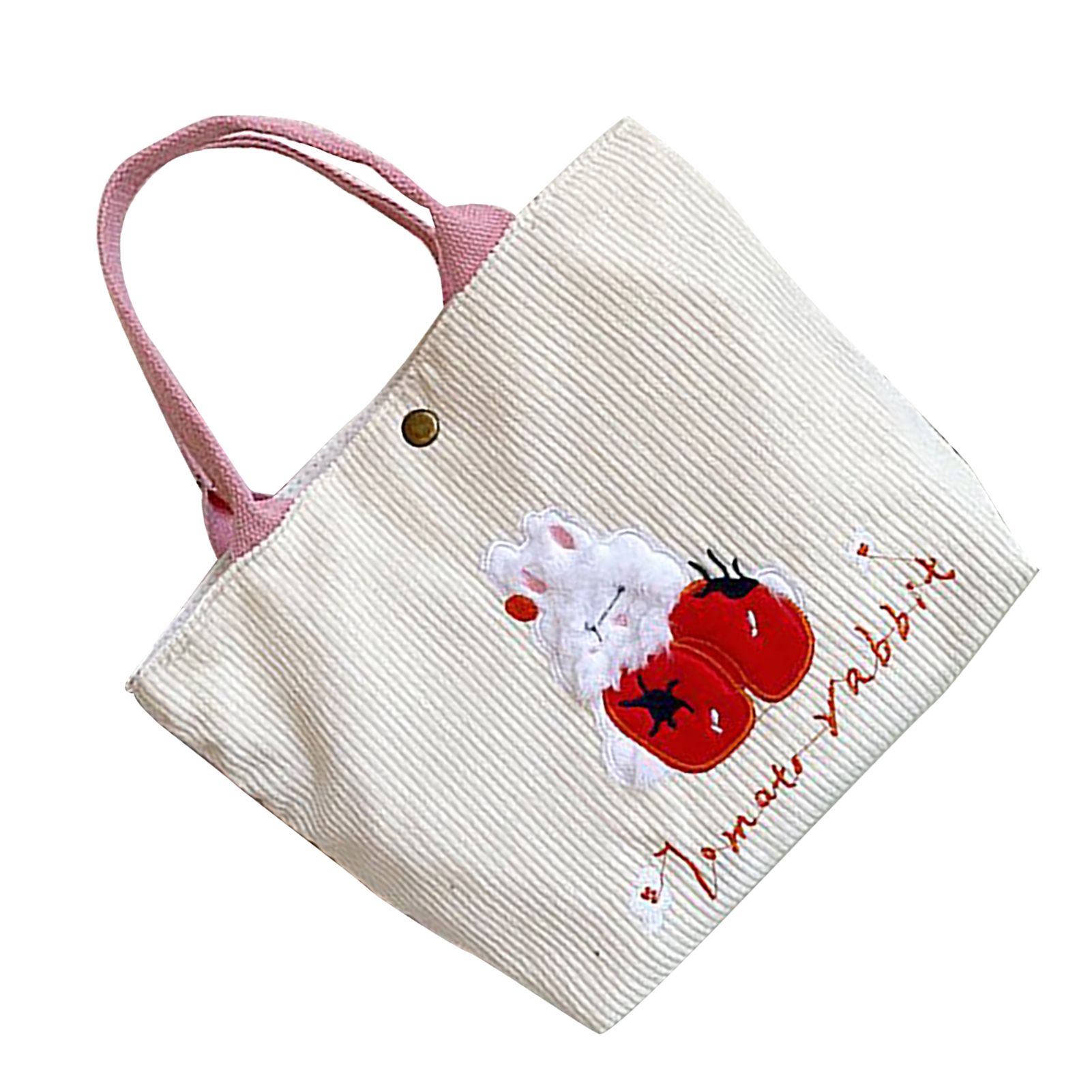 Cute Handbag Snap Button Closure Thickened Cute Pattern Fashionable Small Tote Bag for Shopping Commuting Strawberry - Image 3
