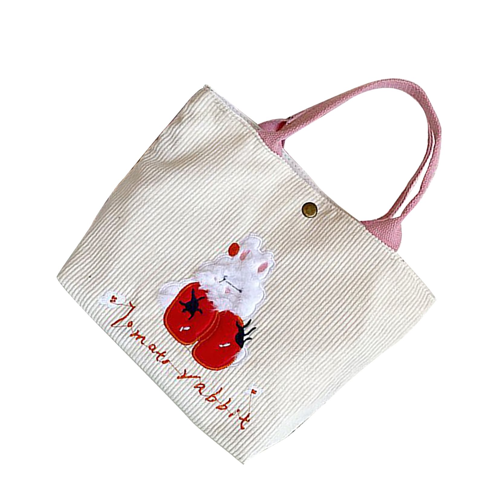 Cute Handbag Snap Button Closure Thickened Cute Pattern Fashionable Small Tote Bag for Shopping Commuting Strawberry - Image 4