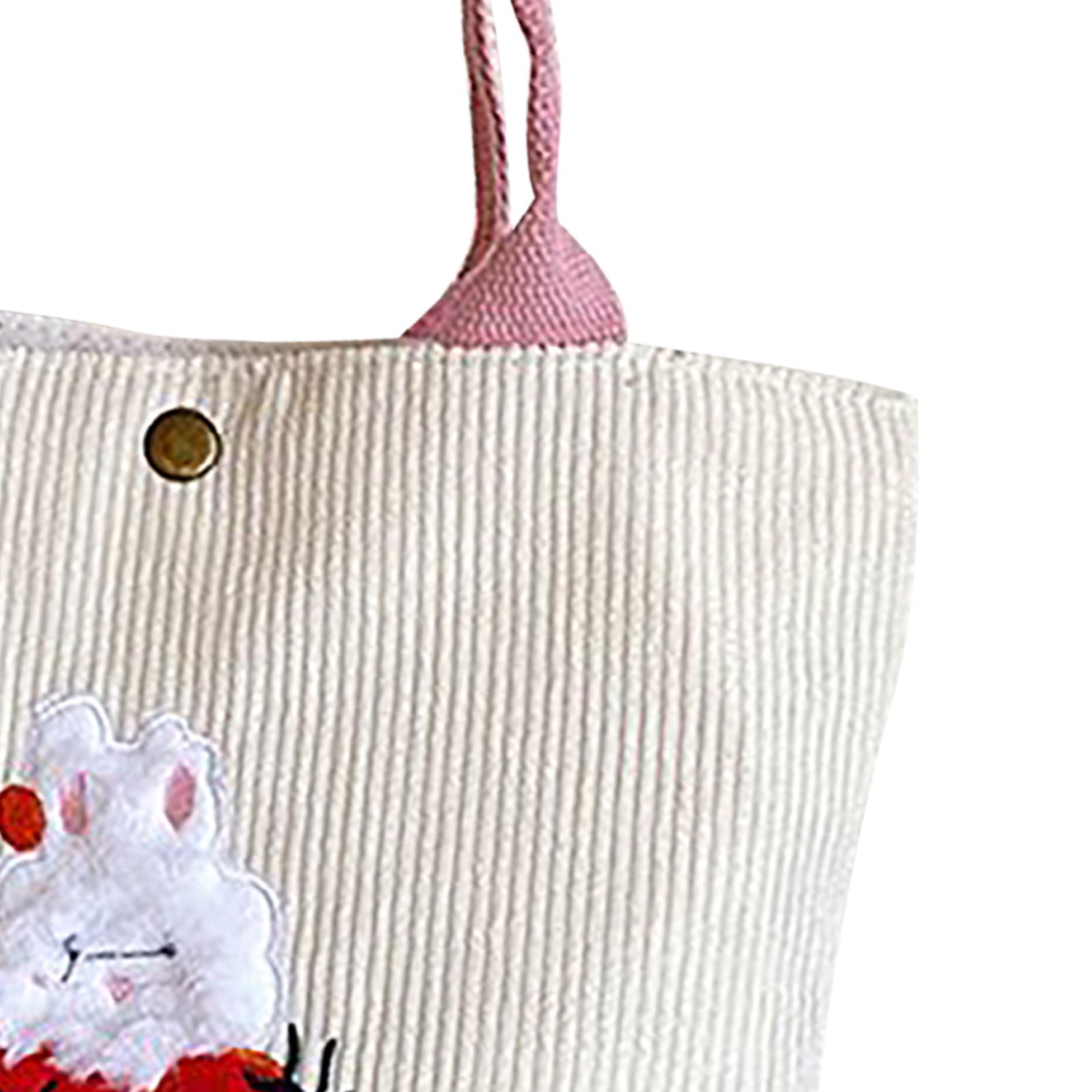 Cute Handbag Snap Button Closure Thickened Cute Pattern Fashionable Small Tote Bag for Shopping Commuting Strawberry - Image 7