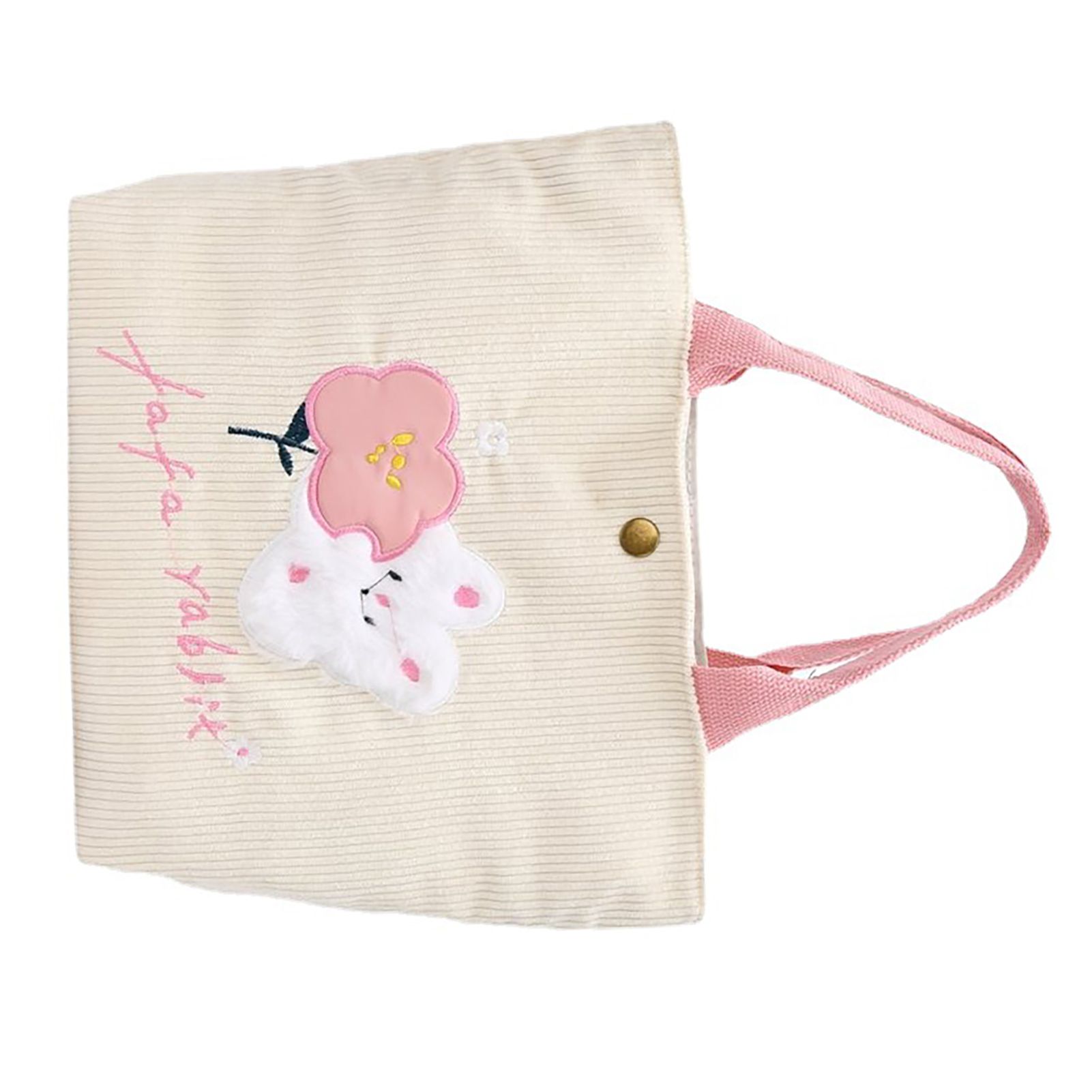 Cute Handbag Snap Button Closure Thickened Cute Pattern Fashionable Small Tote Bag for Shopping Commuting Pink Flower - Image 2