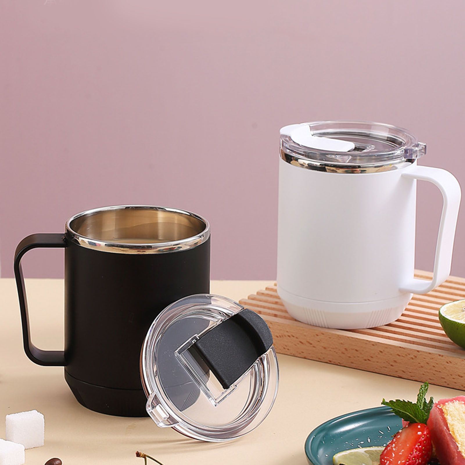 Coffee Mug 460ml 304 Stainless Steel Liner Leakproof Elegant Portable Mug for Outdoor Activities Black - Image 7