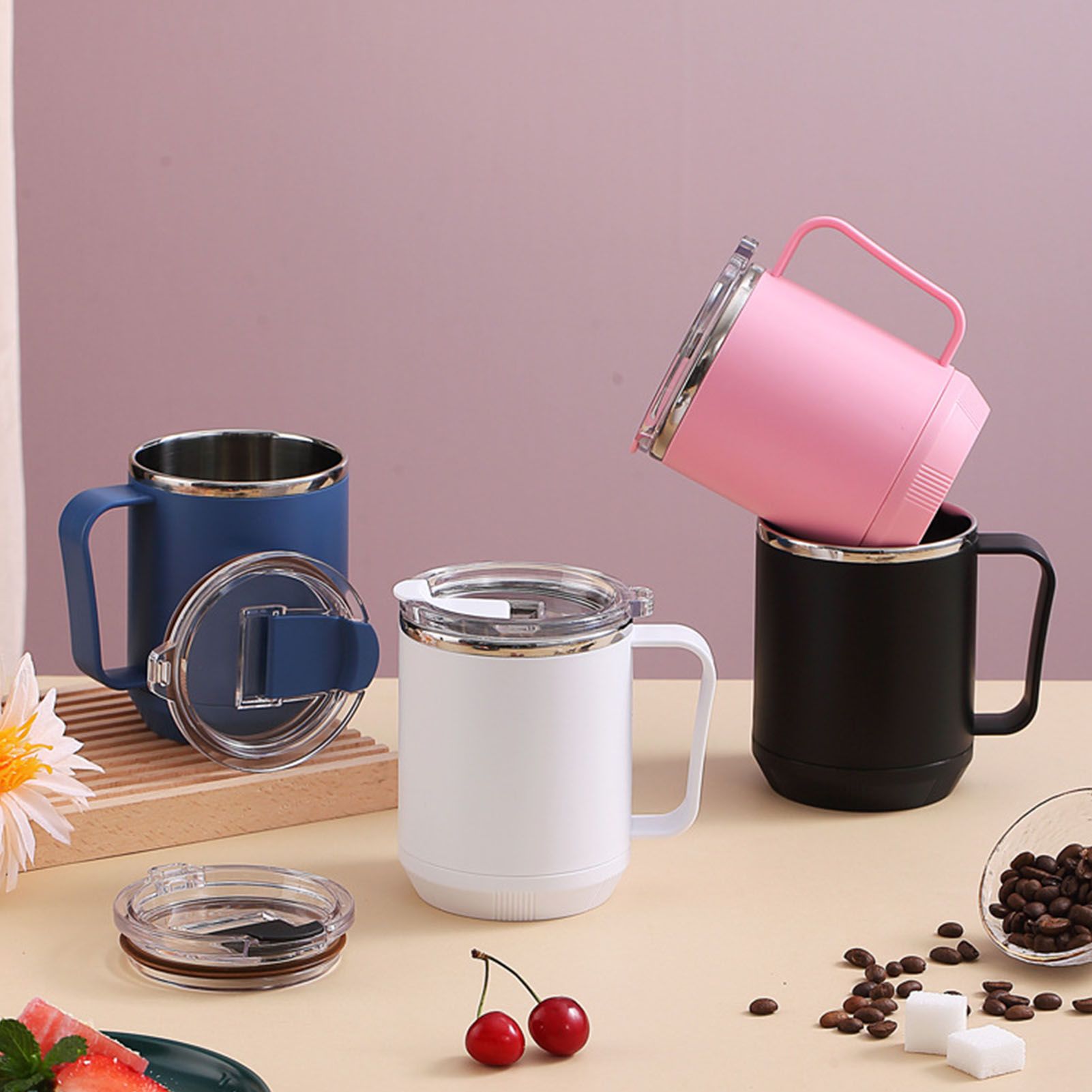 Coffee Mug 460ml 304 Stainless Steel Liner Leakproof Elegant Portable Mug for Outdoor Activities Black - Image 8