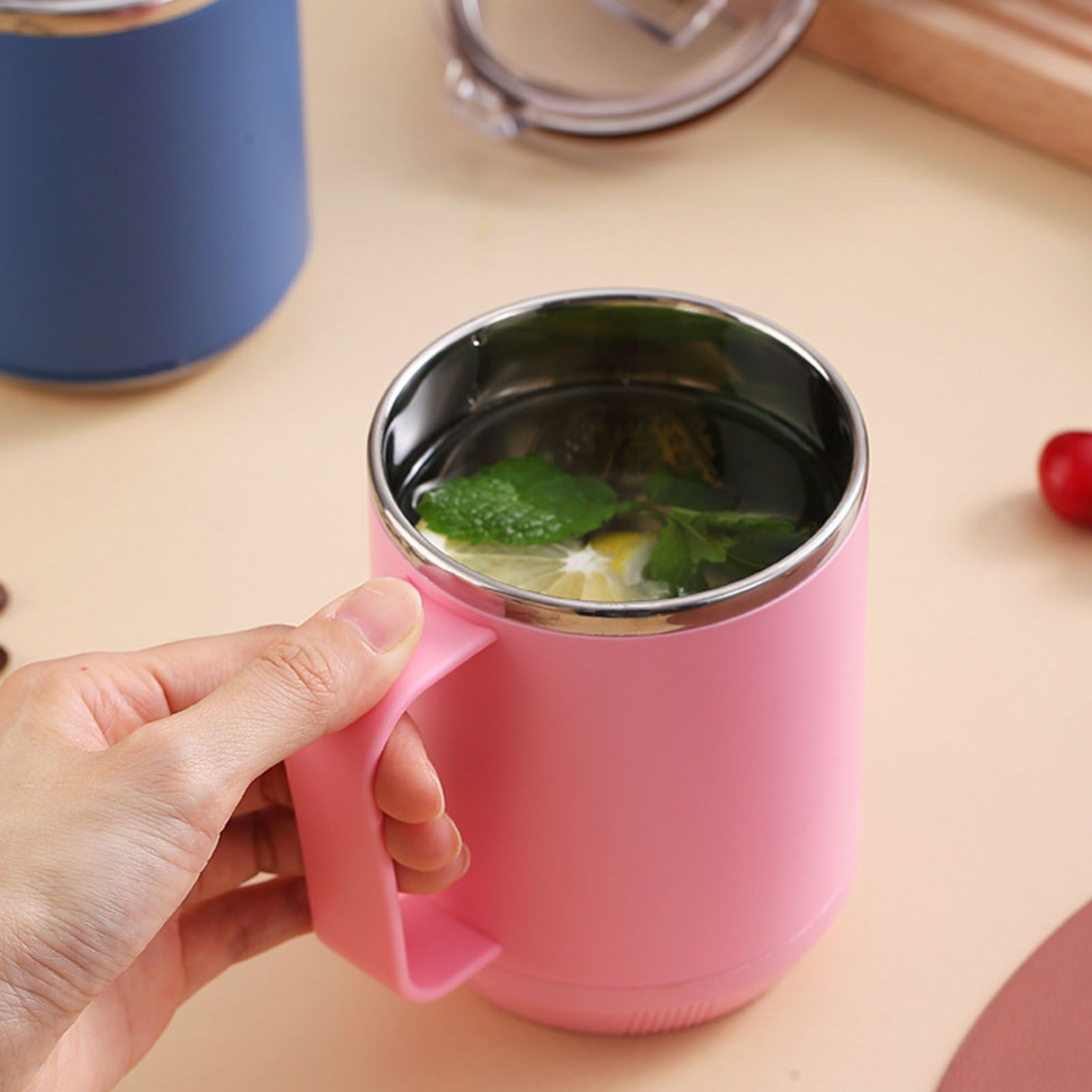 Coffee Mug 460ml 304 Stainless Steel Liner Leakproof Elegant Portable Mug for Outdoor Activities Pink - Image 5