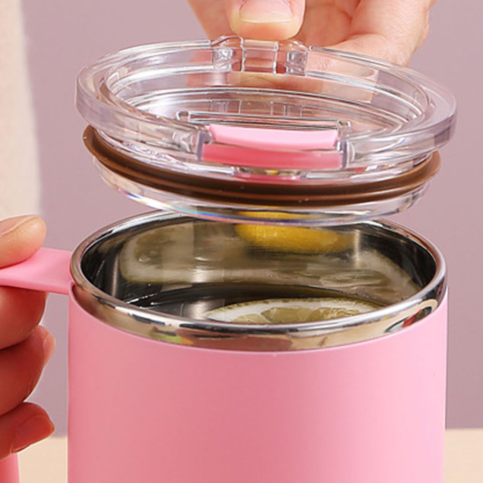 Coffee Mug 460ml 304 Stainless Steel Liner Leakproof Elegant Portable Mug for Outdoor Activities Pink - Image 8