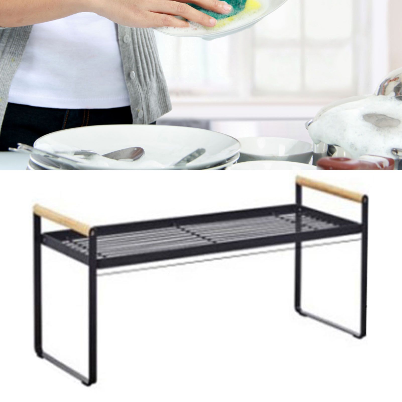Cabinet Storage Shelf Rack Layered Storage Easy to Install Multifunction Counter Organizer Shelf for Seasoner Bowl Small Black - Image 5