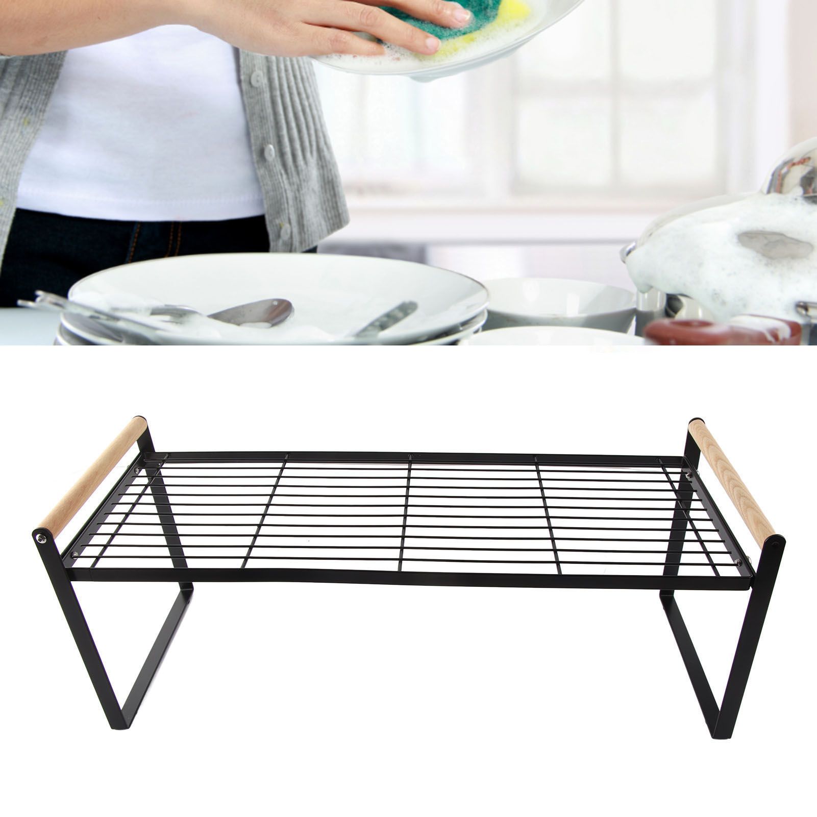 Cabinet Storage Shelf Rack Layered Storage Easy to Install Multifunction Counter Organizer Shelf for Seasoner Bowl Large Black - Image 5