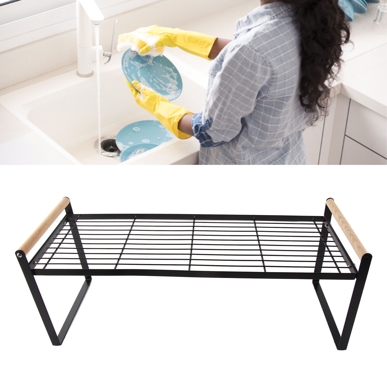 Cabinet Storage Shelf Rack Layered Storage Easy to Install Multifunction Counter Organizer Shelf for Seasoner Bowl Large Black - Image 6