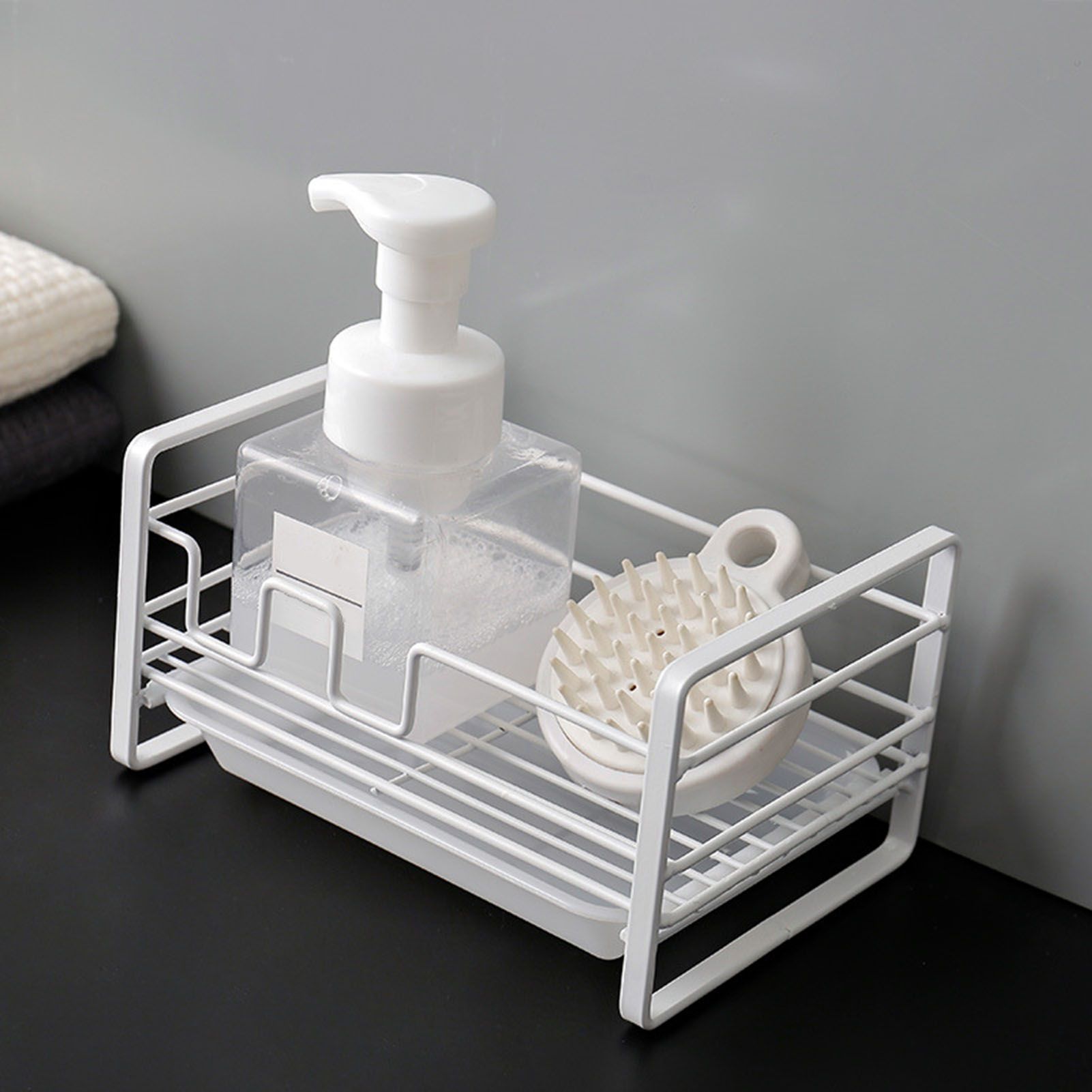Sponge Storage Rack Matte White Compact Rust Prevention Sponge Drainer Rack Kitchen Drying Rack for Shower Room - Image 5