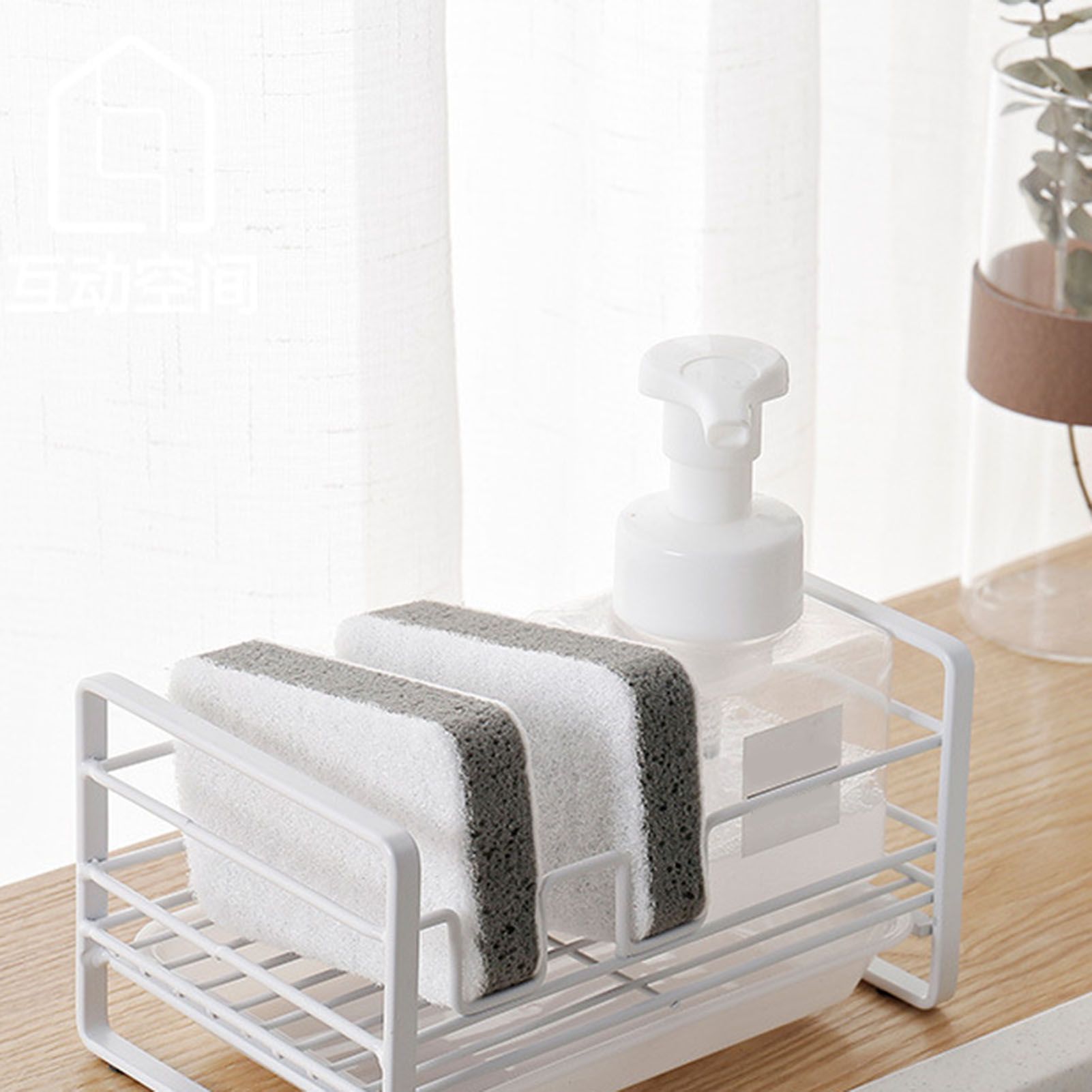 Sponge Storage Rack Matte White Compact Rust Prevention Sponge Drainer Rack Kitchen Drying Rack for Shower Room - Image 6