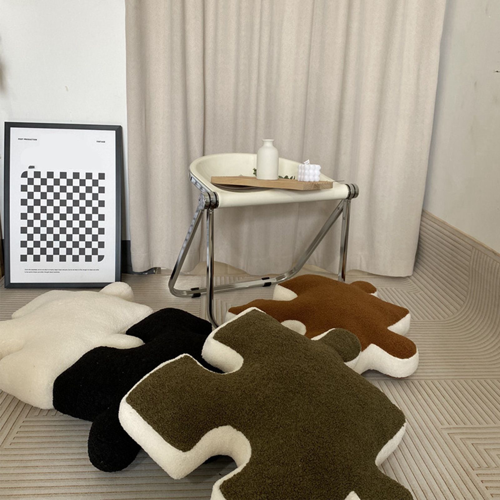 Plush Throw Pillow Ultra Soft Cushion Puzzle Special Shaped for Sofa Bed Window Home Decor Black - Image 6