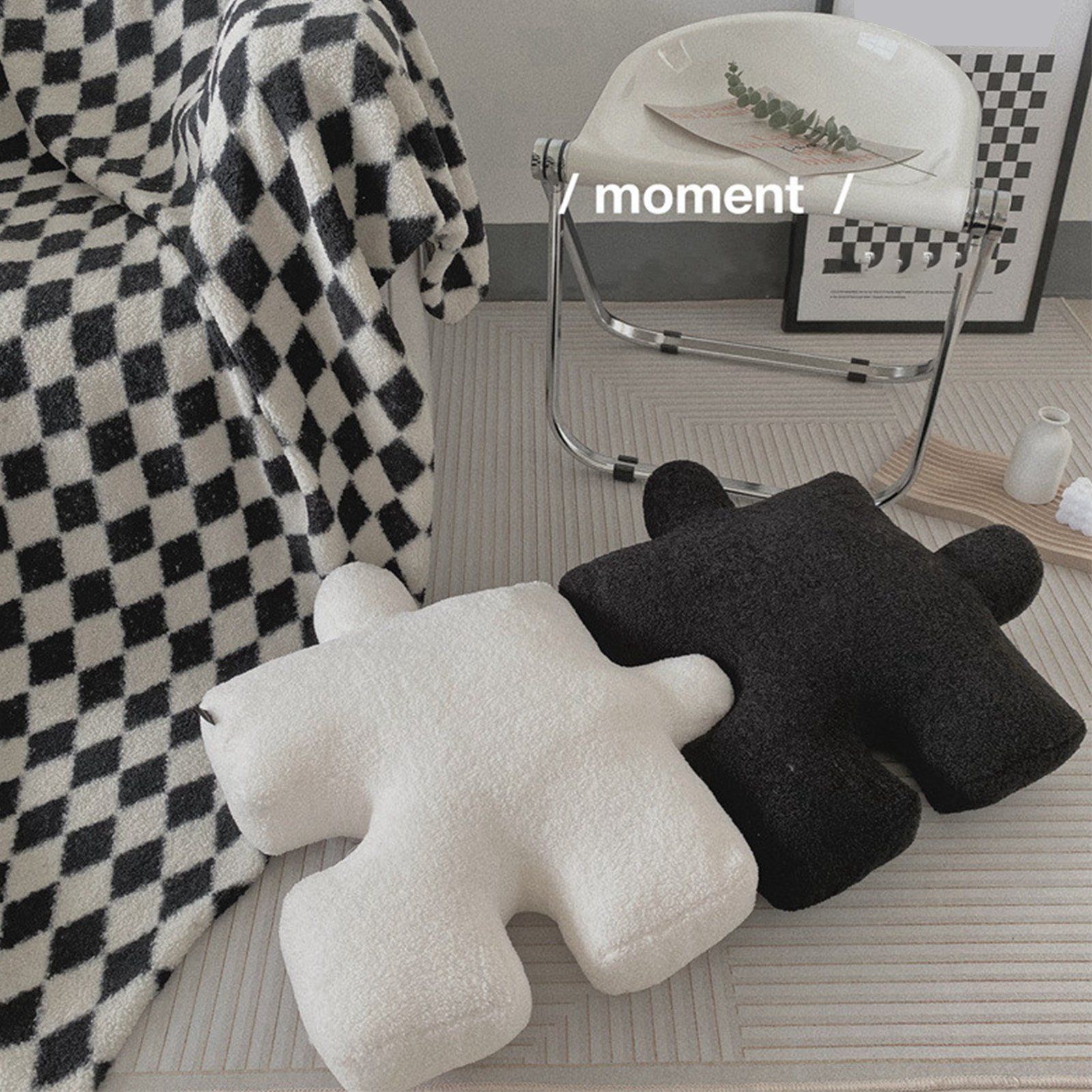 Plush Throw Pillow Ultra Soft Cushion Puzzle Special Shaped for Sofa Bed Window Home Decor White - Image 6