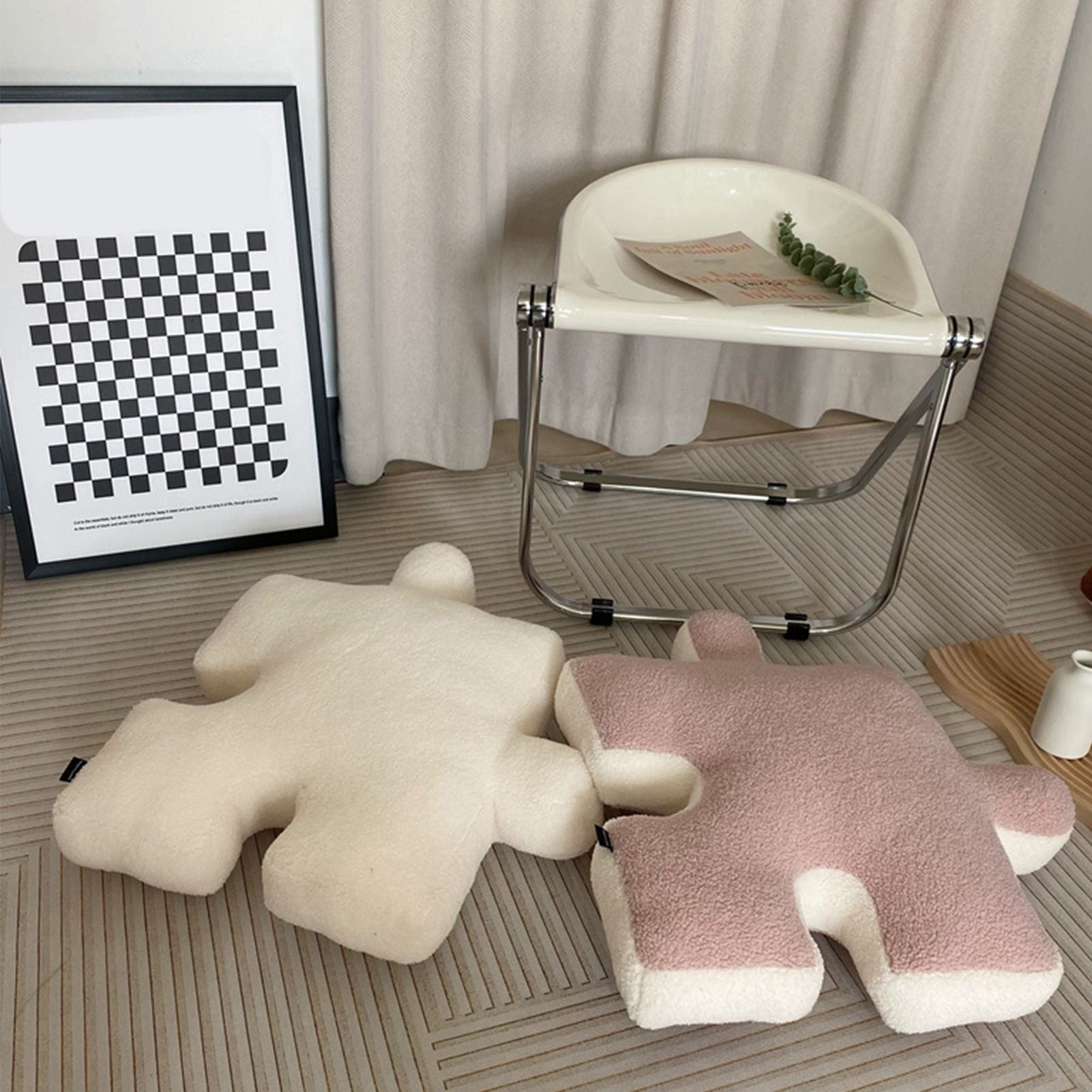 Plush Throw Pillow Ultra Soft Cushion Puzzle Special Shaped for Sofa Bed Window Home Decor Pink - Image 5
