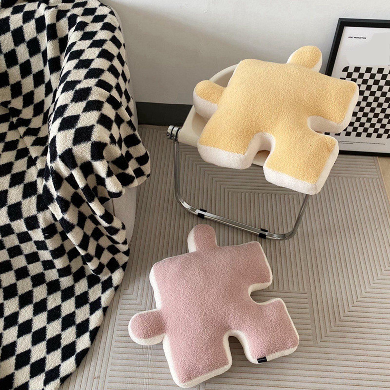 Plush Throw Pillow Ultra Soft Cushion Puzzle Special Shaped for Sofa Bed Window Home Decor Pink - Image 6
