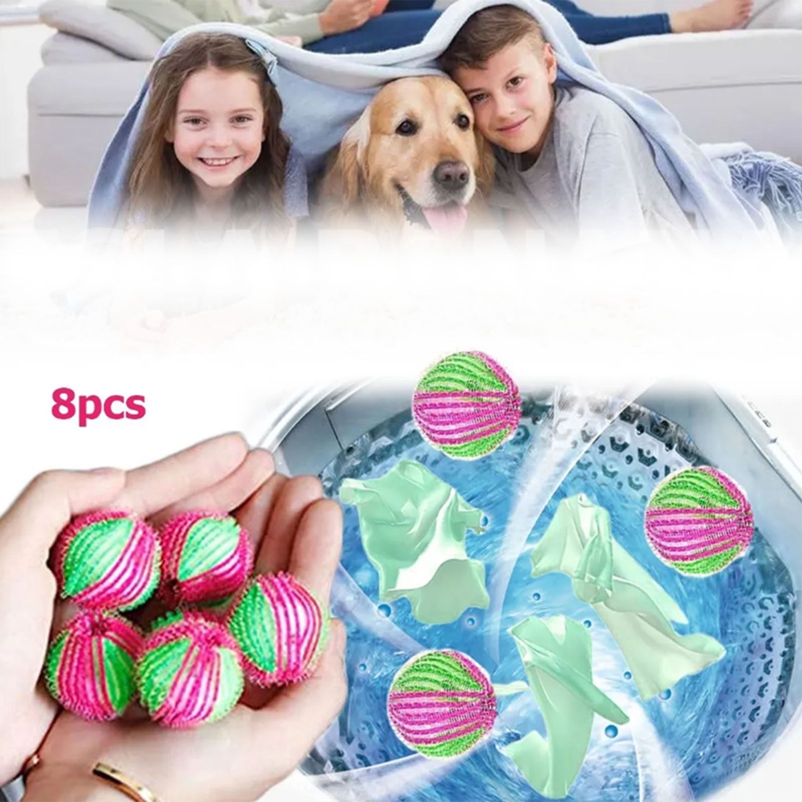 8Pcs Pet Hair Remover Balls Nylon Round Efficient Laundry Lint Remover Balls for Household Laundry - Image 5