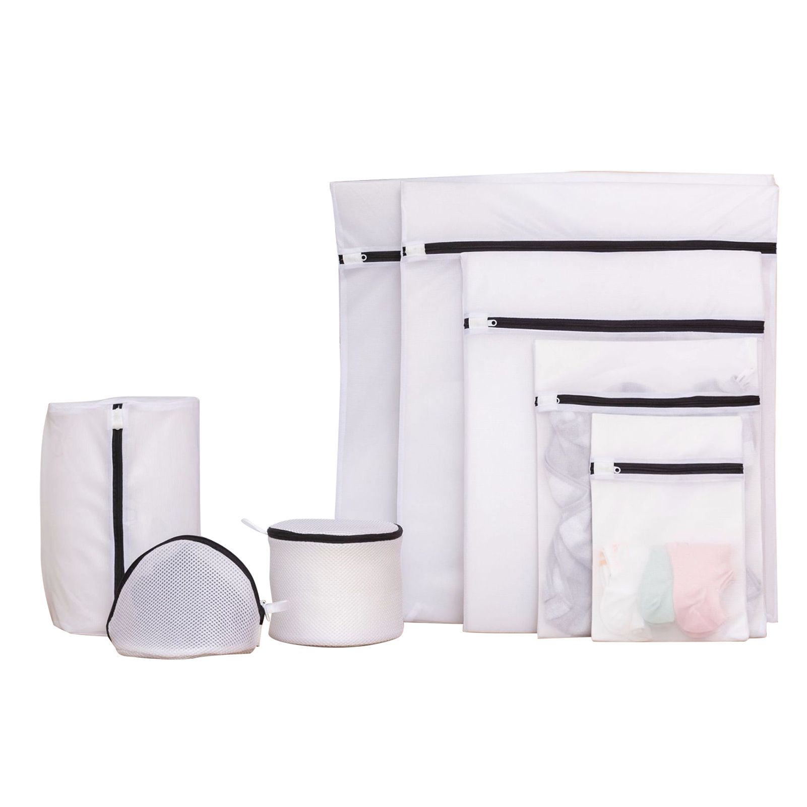 Set of 8 Mesh Laundry Bag Washing Machine Wash Bags with Zipper for Underwea Home Hotel - Image 1