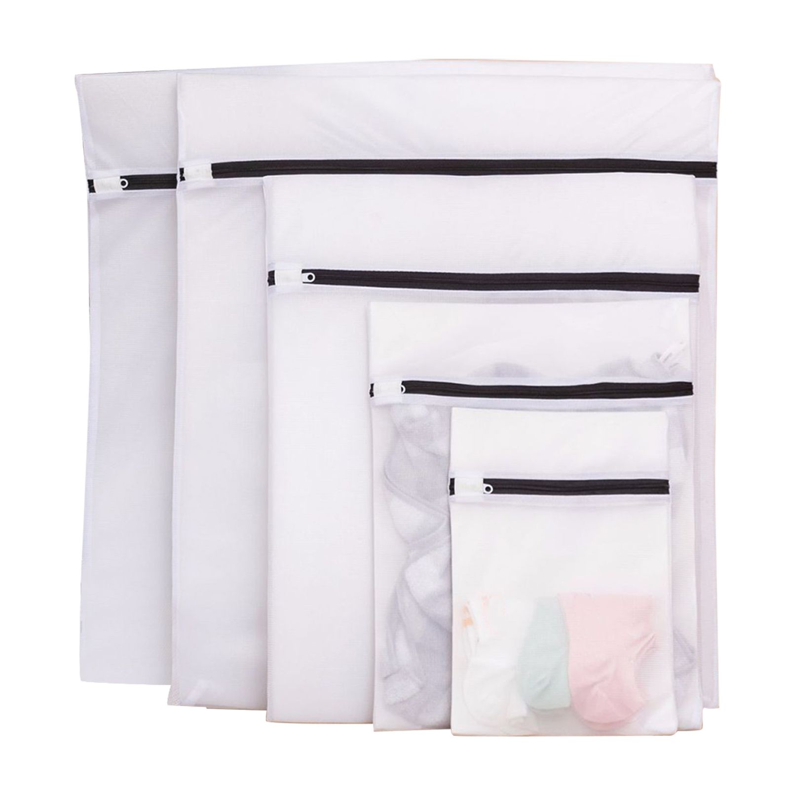 Set of 8 Mesh Laundry Bag Washing Machine Wash Bags with Zipper for Underwea Home Hotel - Image 2