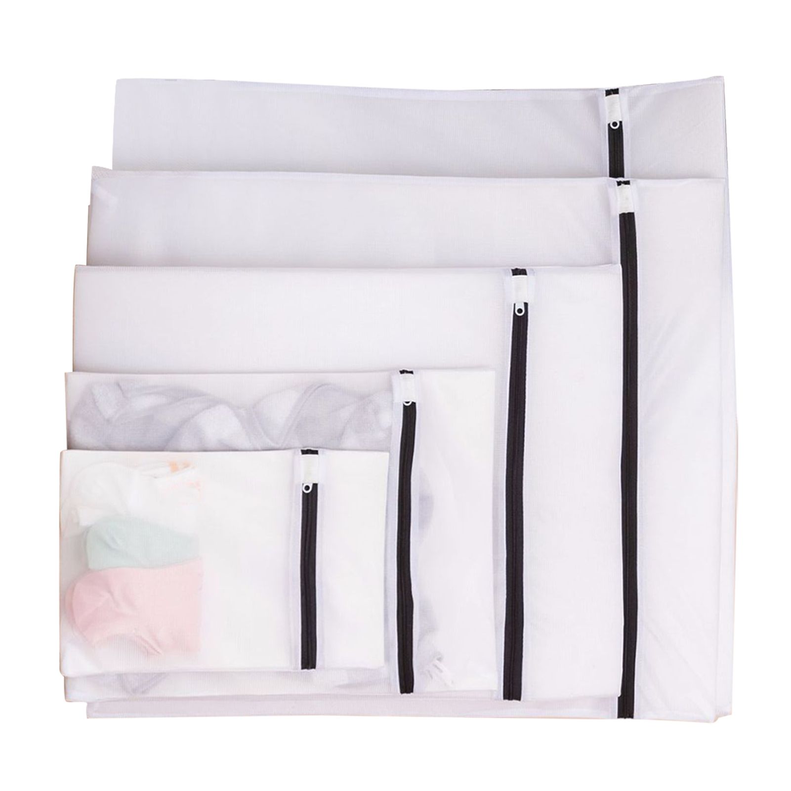 Set of 8 Mesh Laundry Bag Washing Machine Wash Bags with Zipper for Underwea Home Hotel - Image 3