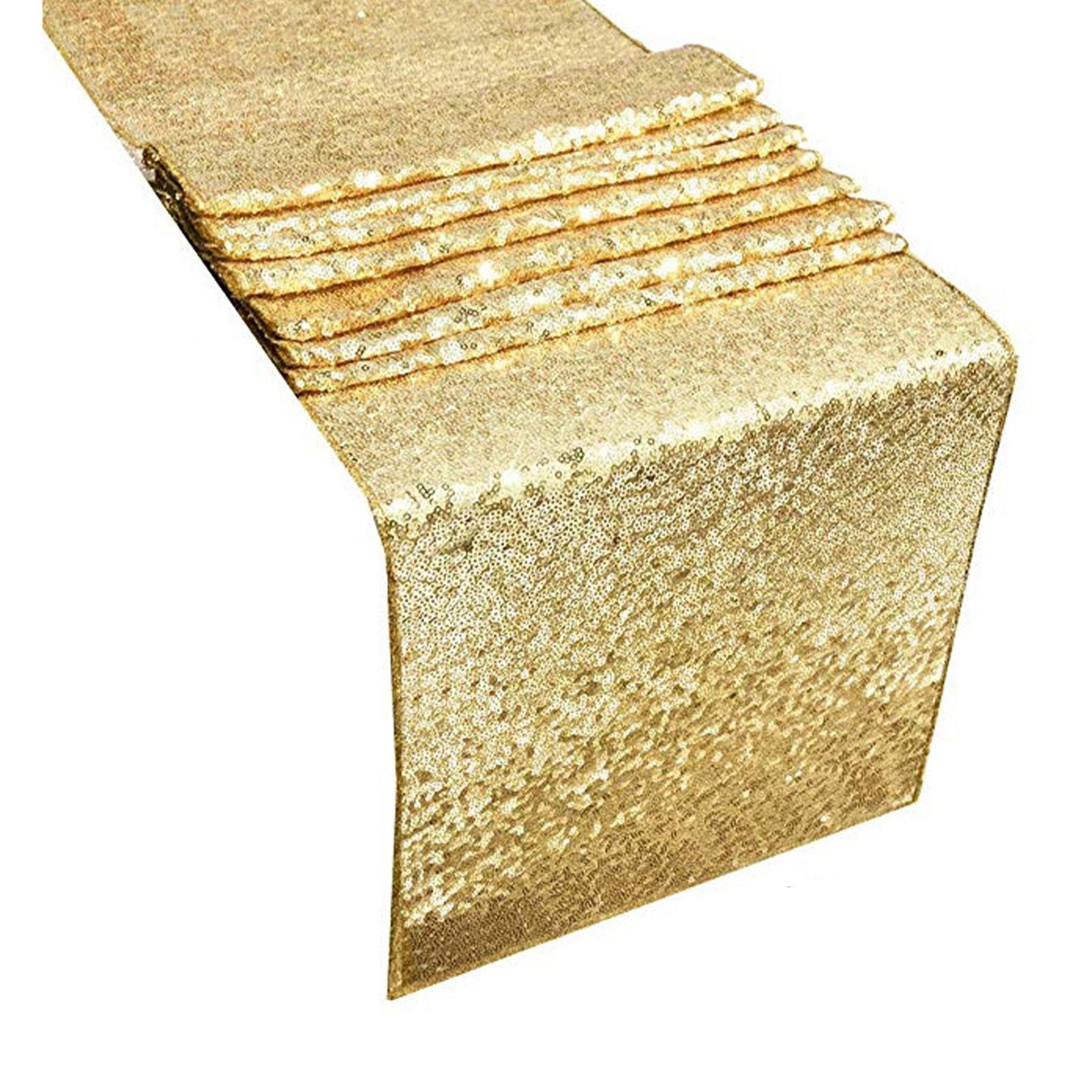 Tablecloth Polyester Fiber with Gold Sequins Table Cover for Table Home Wedding Decoration Or 30x300cm/11.8x118.1in - Image 4