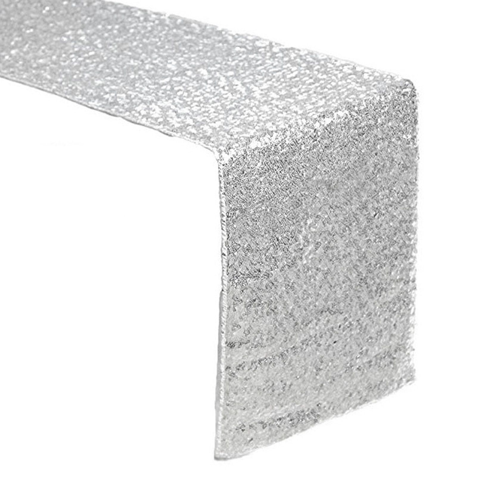 Tablecloth Polyester Fiber with Gold Sequins Table Cover for Table Home Wedding Decoration Argent 30x300cm/11.8x118.1in - Image 4