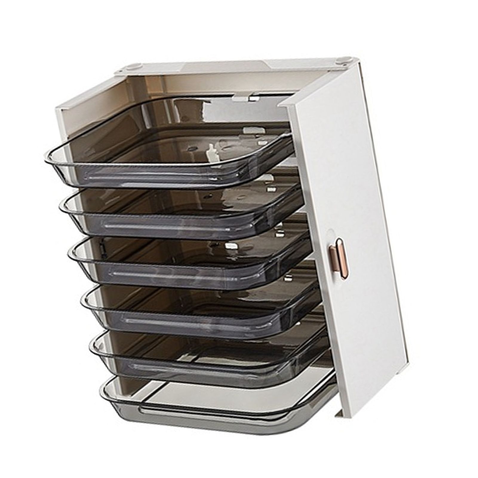 Kitchen Side Dishes Punch Free Foldable PET 6 Layers Wall Mounted Organization Rack Cooking Plates Storage Shelf Pearl White - Image 2