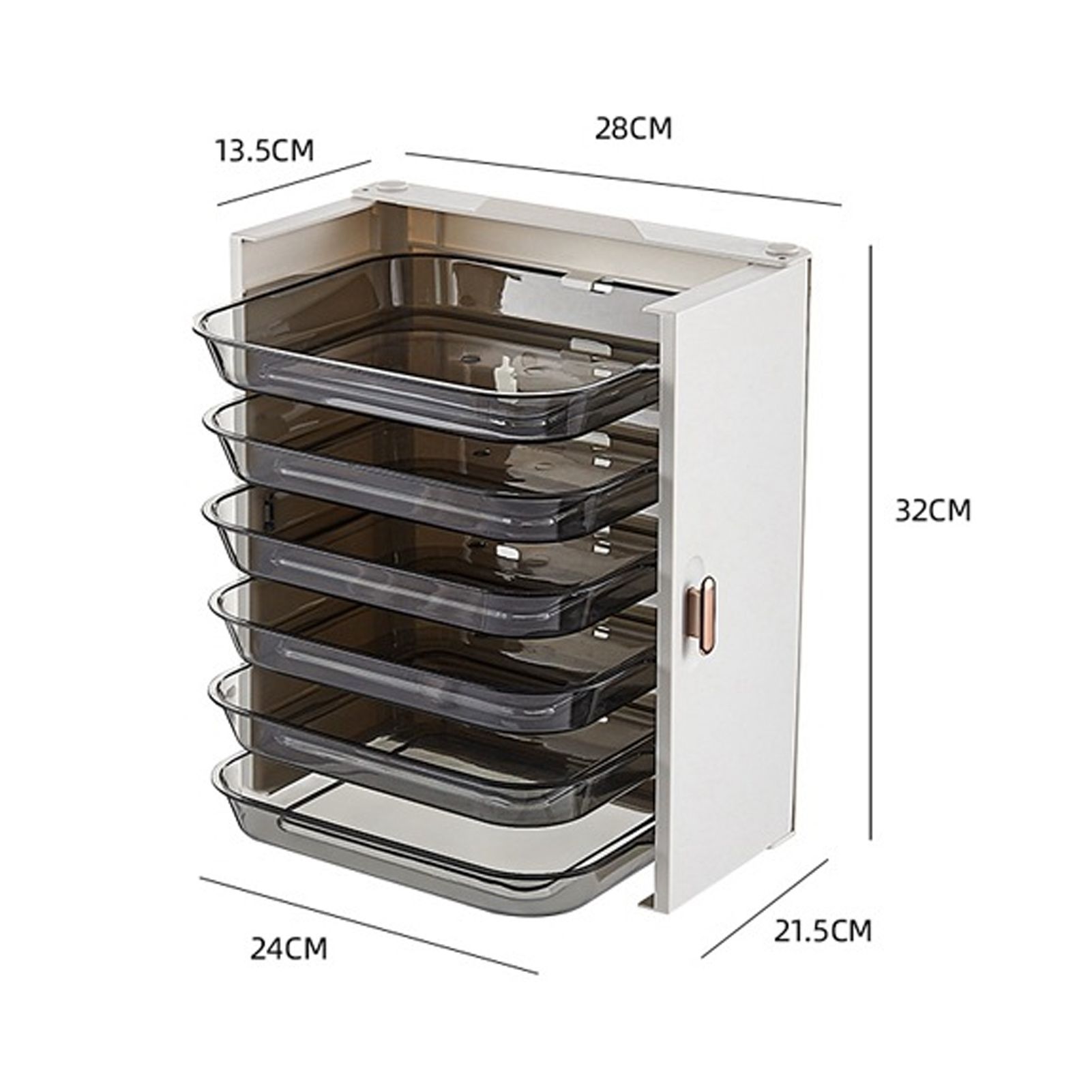 Kitchen Side Dishes Punch Free Foldable PET 6 Layers Wall Mounted Organization Rack Cooking Plates Storage Shelf Pearl White - Image 5