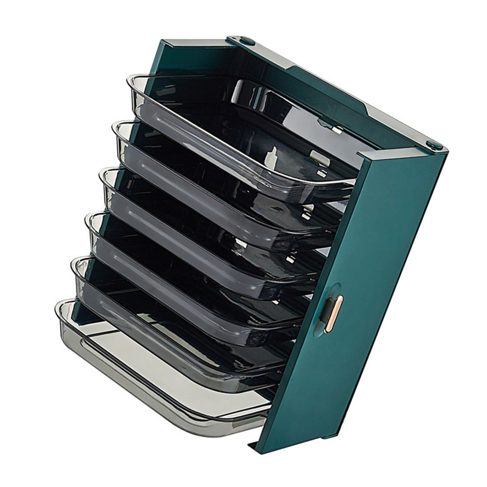Kitchen Side Dishes Punch Free Foldable PET 6 Layers Wall Mounted Organization Rack Cooking Plates Storage Shelf Light Luxury Green - Image 2