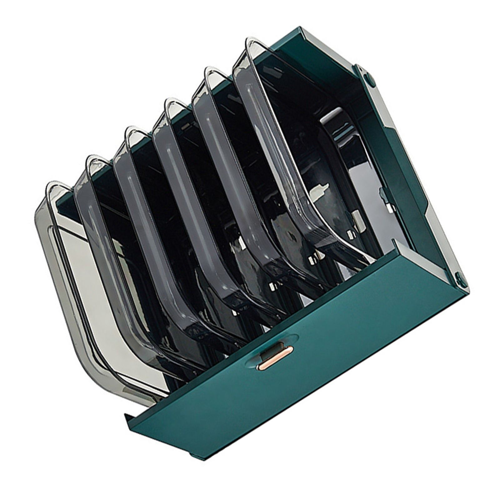 Kitchen Side Dishes Punch Free Foldable PET 6 Layers Wall Mounted Organization Rack Cooking Plates Storage Shelf Light Luxury Green - Image 3