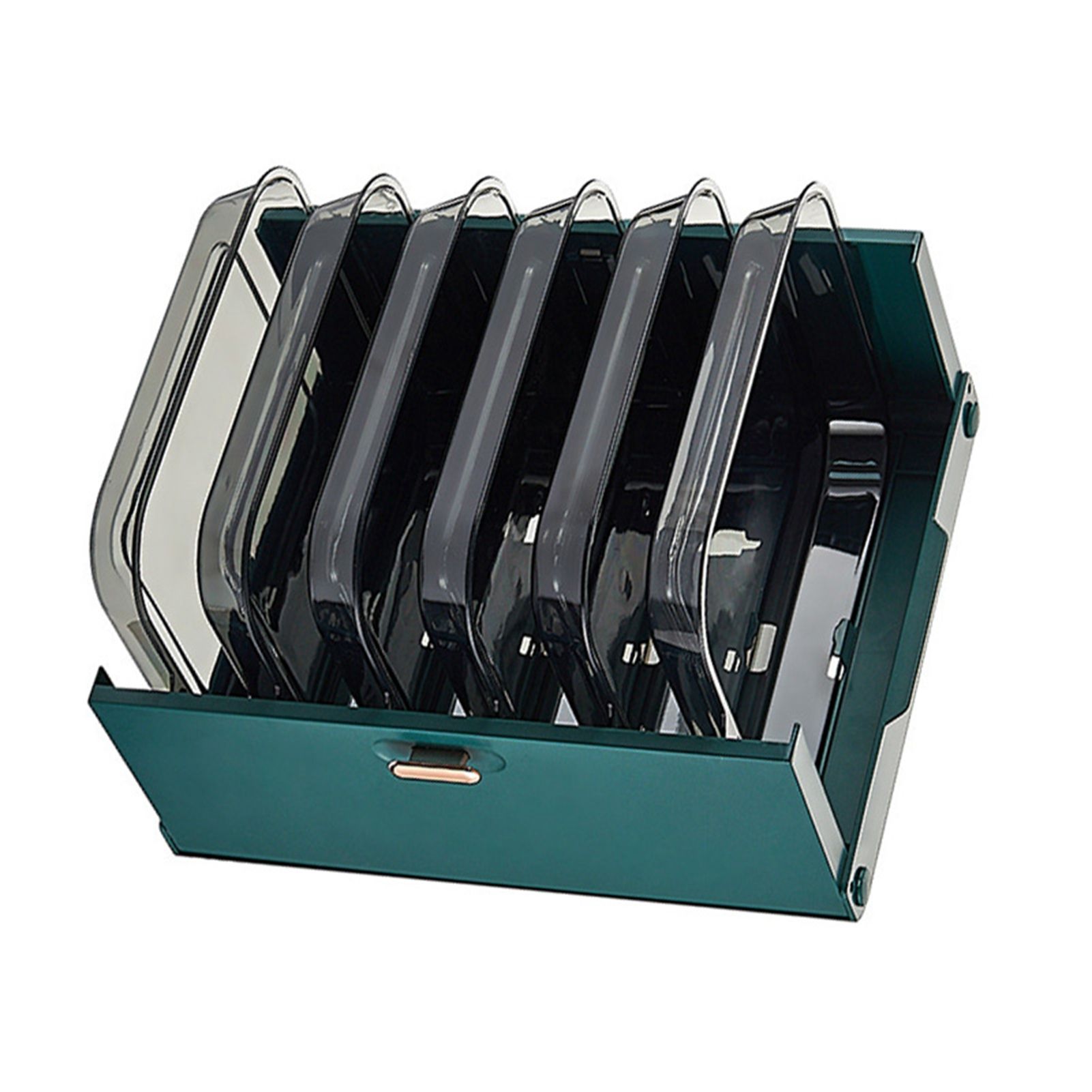 Kitchen Side Dishes Punch Free Foldable PET 6 Layers Wall Mounted Organization Rack Cooking Plates Storage Shelf Light Luxury Green - Image 4