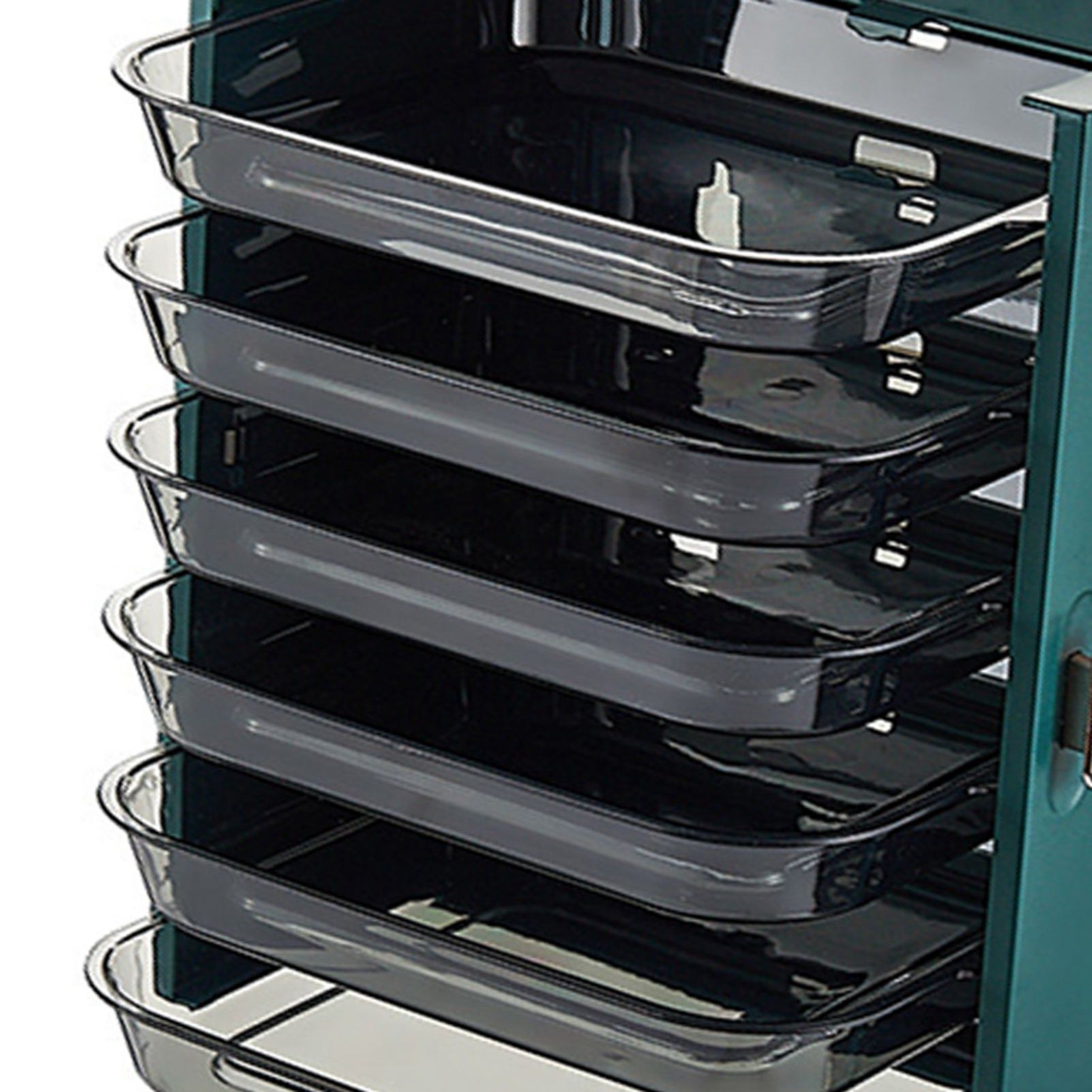 Kitchen Side Dishes Punch Free Foldable PET 6 Layers Wall Mounted Organization Rack Cooking Plates Storage Shelf Light Luxury Green - Image 6
