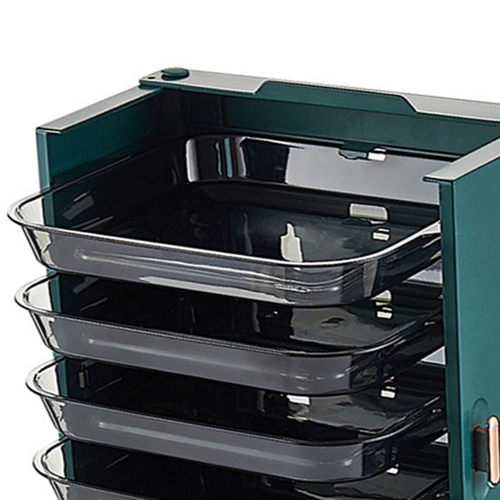 Kitchen Side Dishes Punch Free Foldable PET 6 Layers Wall Mounted Organization Rack Cooking Plates Storage Shelf Light Luxury Green - Image 7