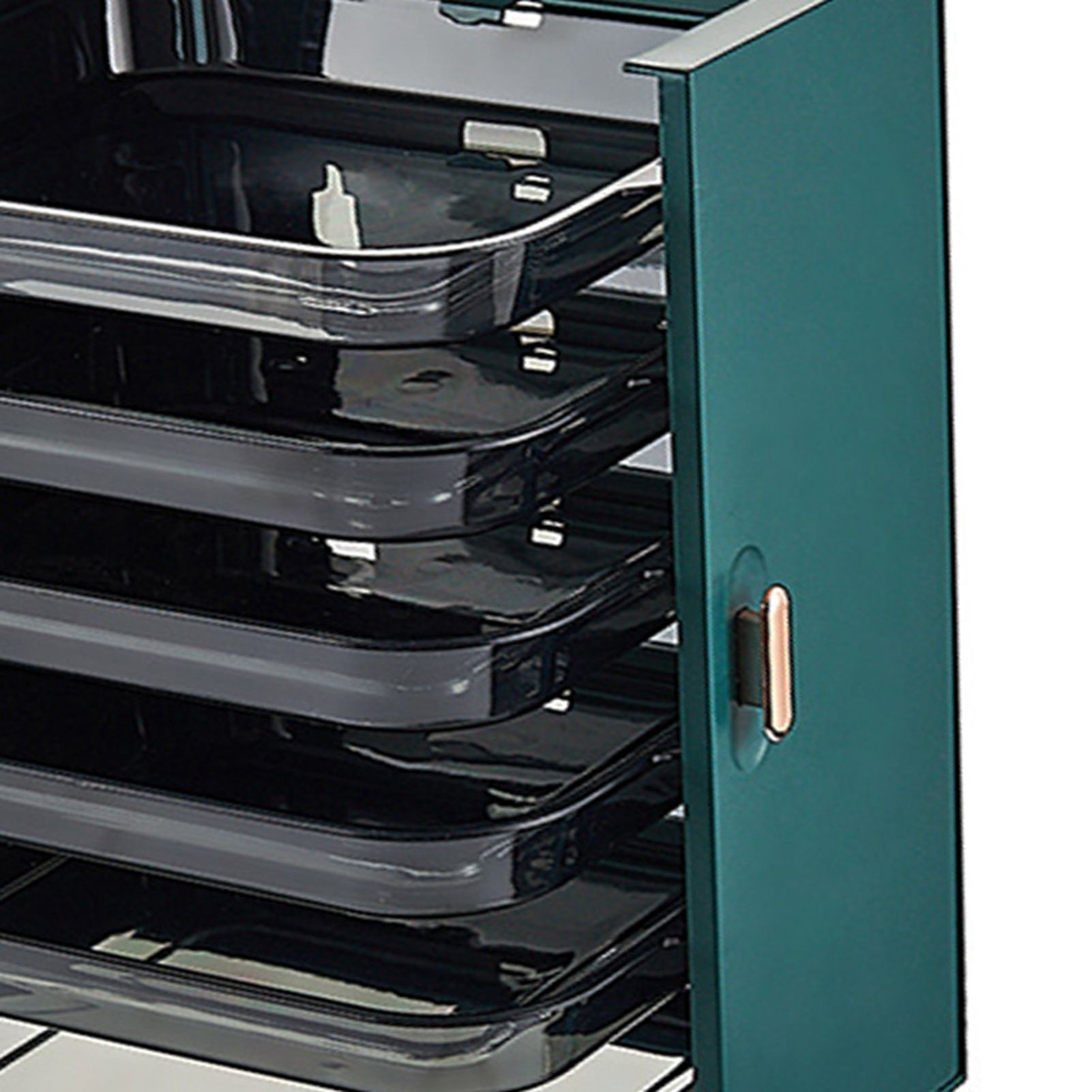 Kitchen Side Dishes Punch Free Foldable PET 6 Layers Wall Mounted Organization Rack Cooking Plates Storage Shelf Light Luxury Green - Image 8
