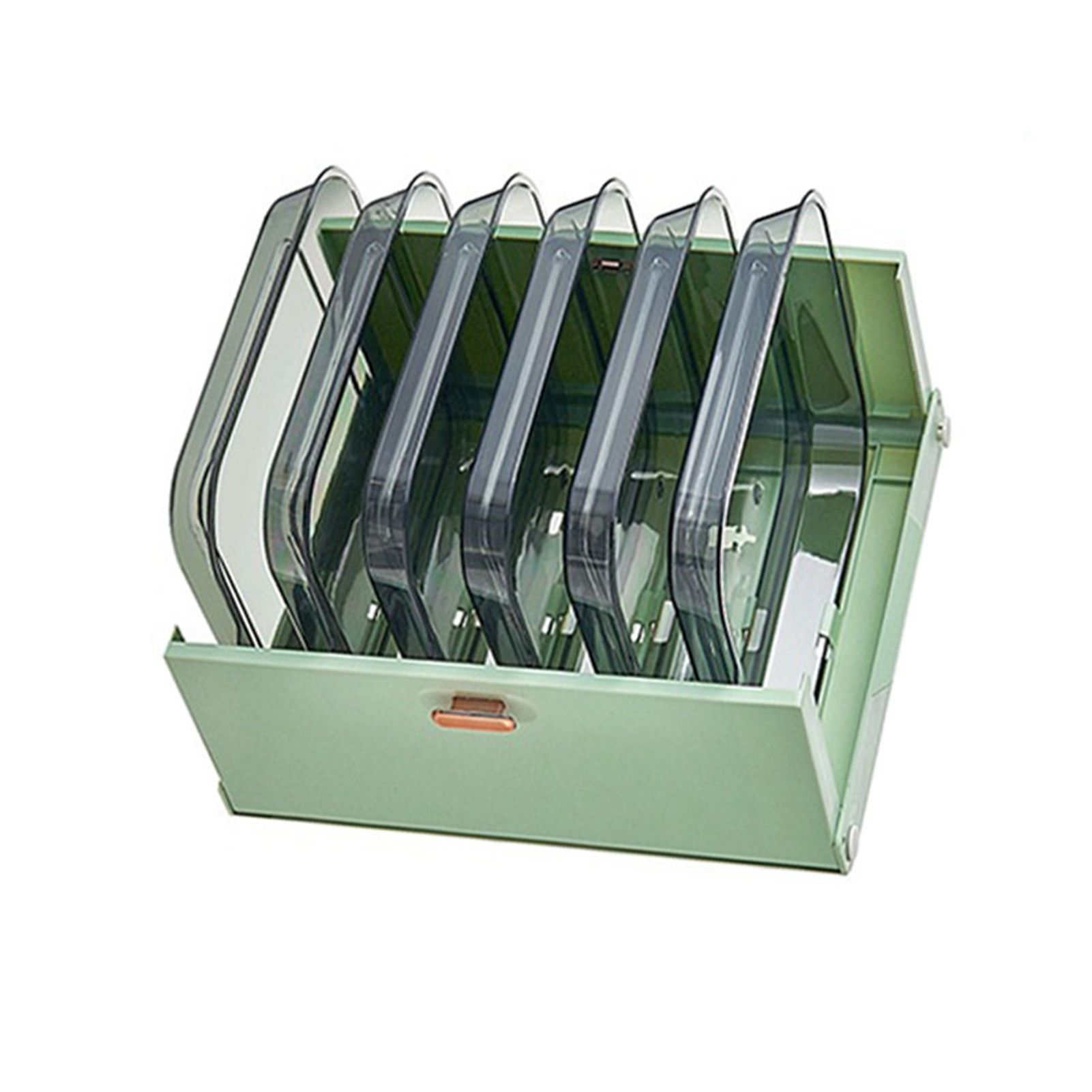 Kitchen Side Dishes Punch Free Foldable PET 6 Layers Wall Mounted Organization Rack Cooking Plates Storage Shelf Light Shirt Green - Image 4