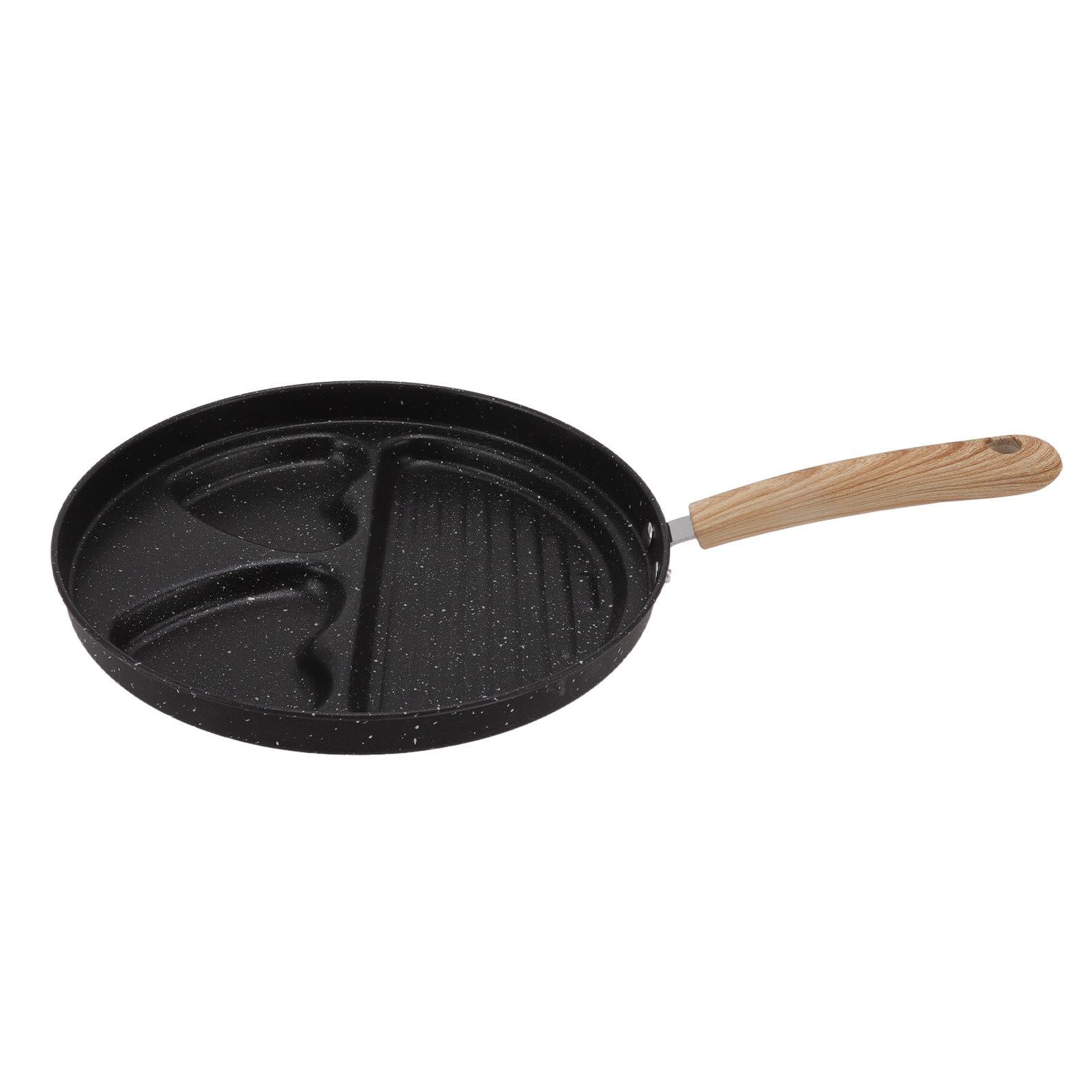Egg Steak Divided Frying Pan 3 in 1 Multifunctional Prevent Stick Egg Beef Steak Cooker Pan for Home - Image 1