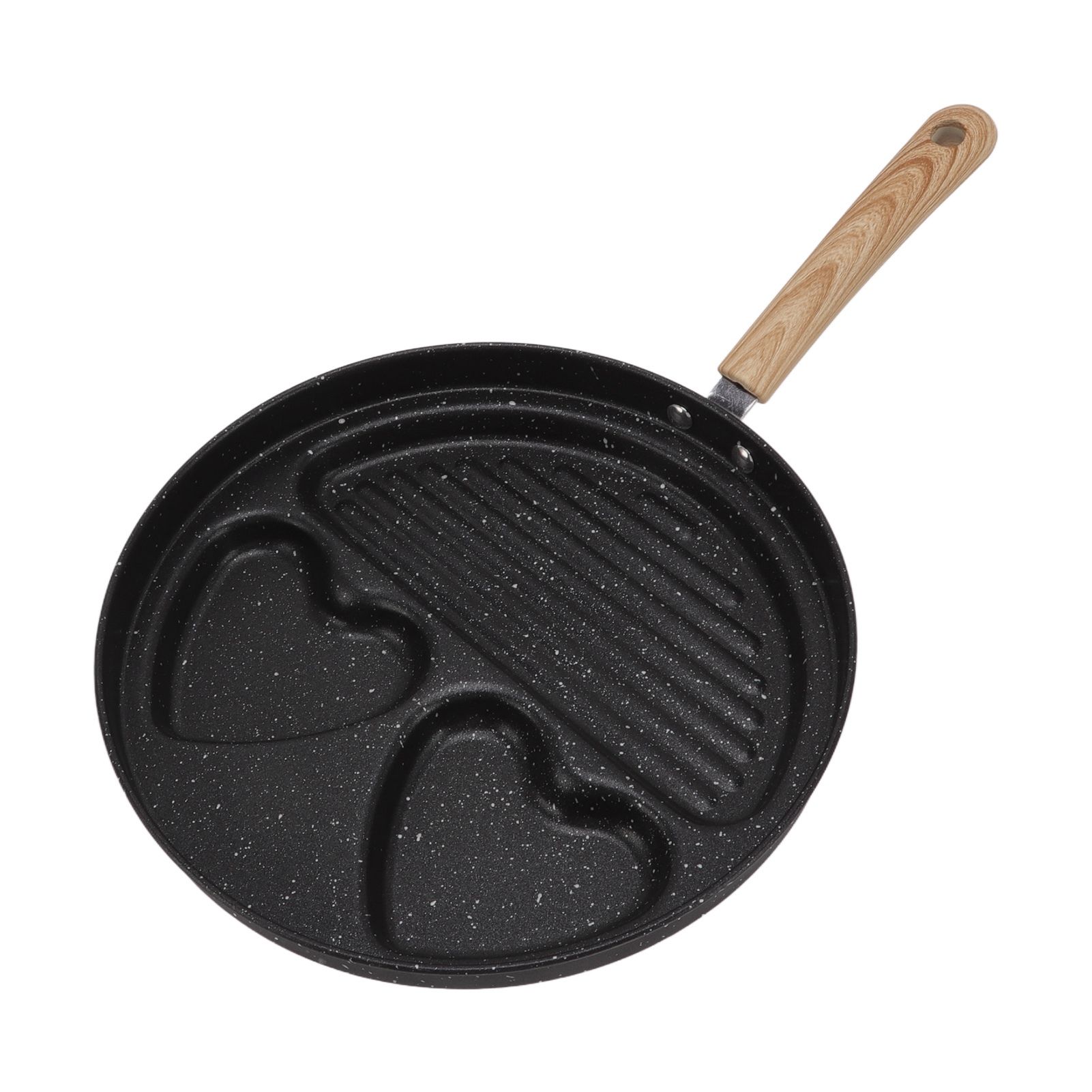 Egg Steak Divided Frying Pan 3 in 1 Multifunctional Prevent Stick Egg Beef Steak Cooker Pan for Home - Image 4