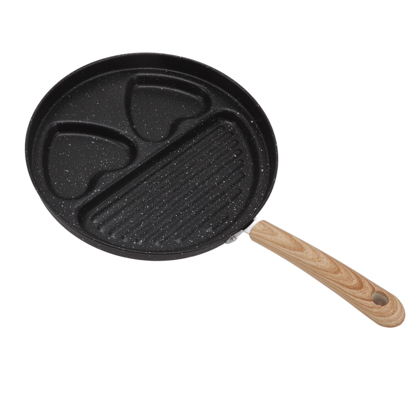 Egg Steak Divided Frying Pan 3 in 1 Multifunctional Prevent Stick Egg Beef Steak Cooker Pan for Home - Image 5